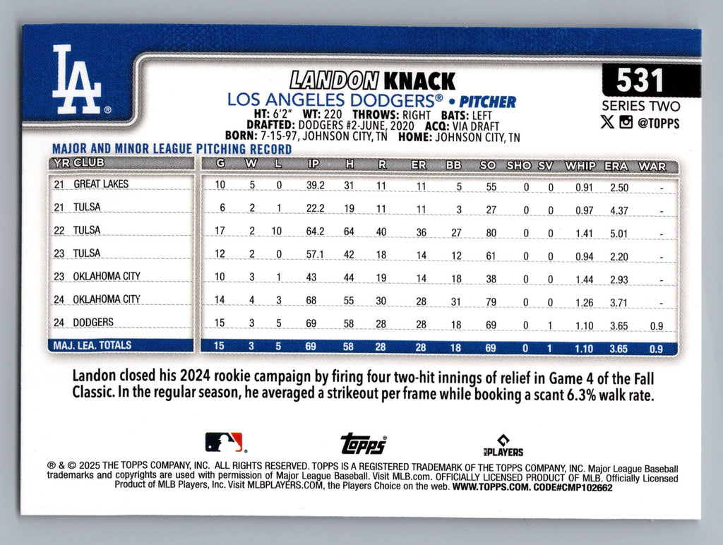 2025 Topps #531 Landon Knack