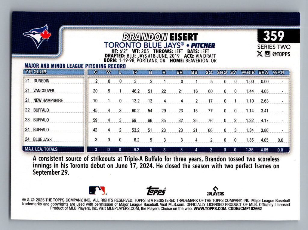 2025 Topps #359 Brandon Eisert