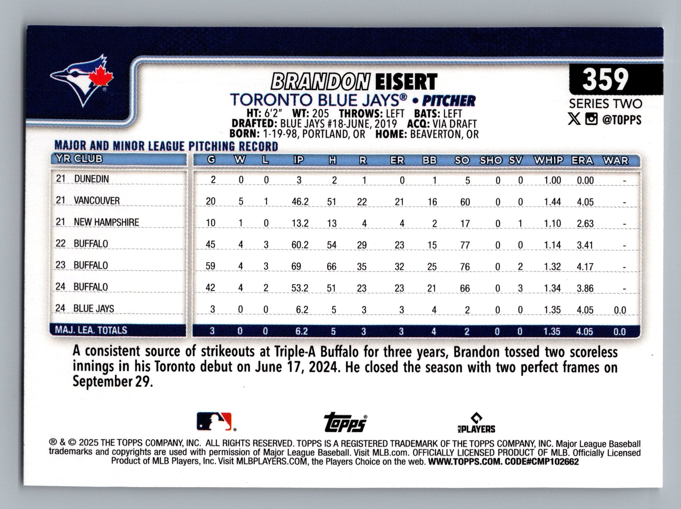 2025 Topps #359 Brandon Eisert