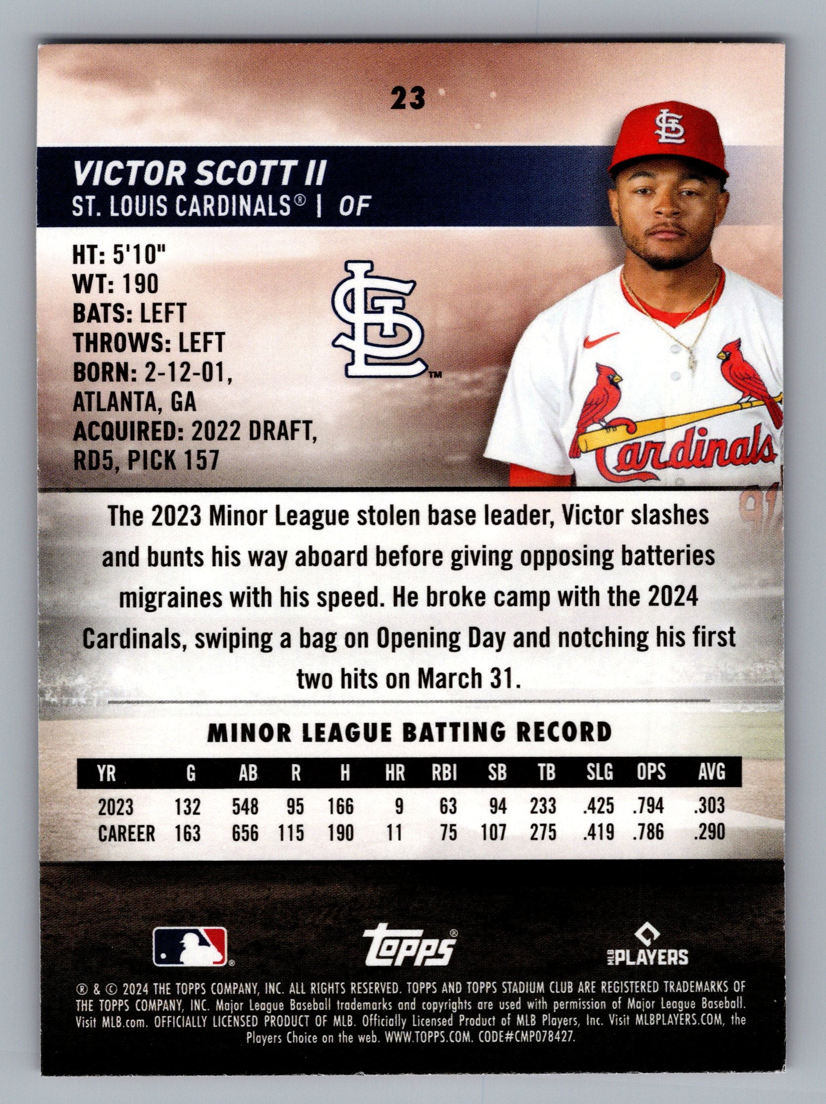 2024 Stadium Club #23 Victor Scott II Red Foil