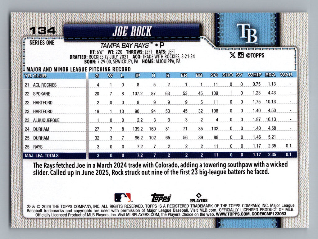 2026 Topps #134 Joe Rock