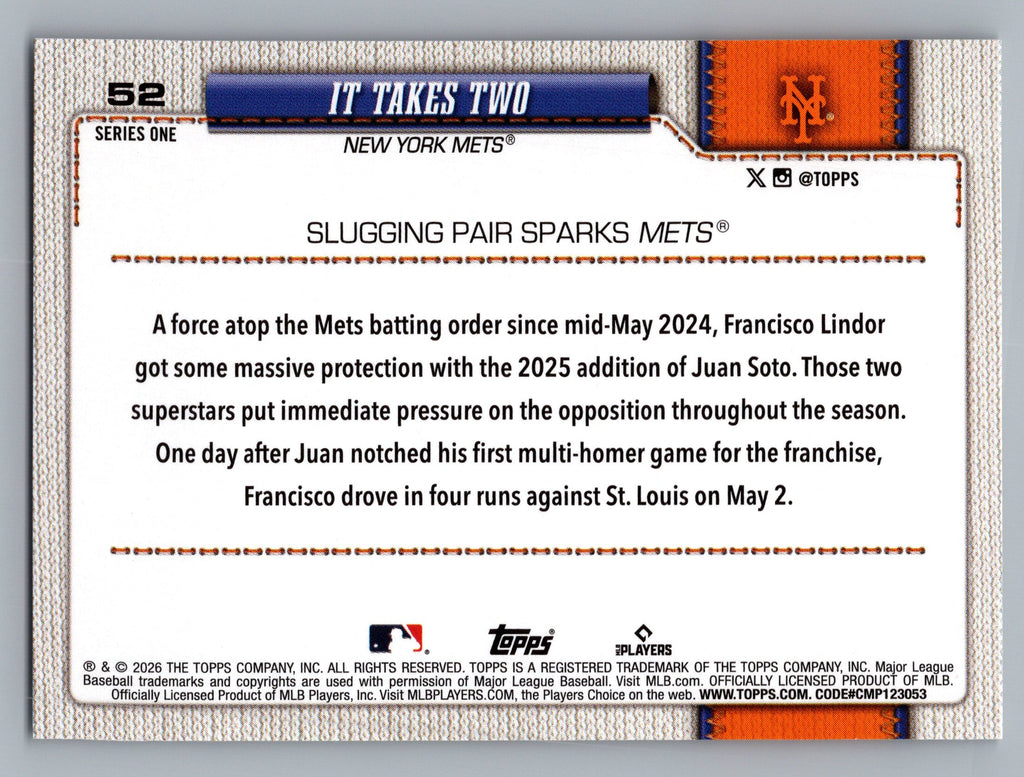 2026 Topps #52 It Takes Two
