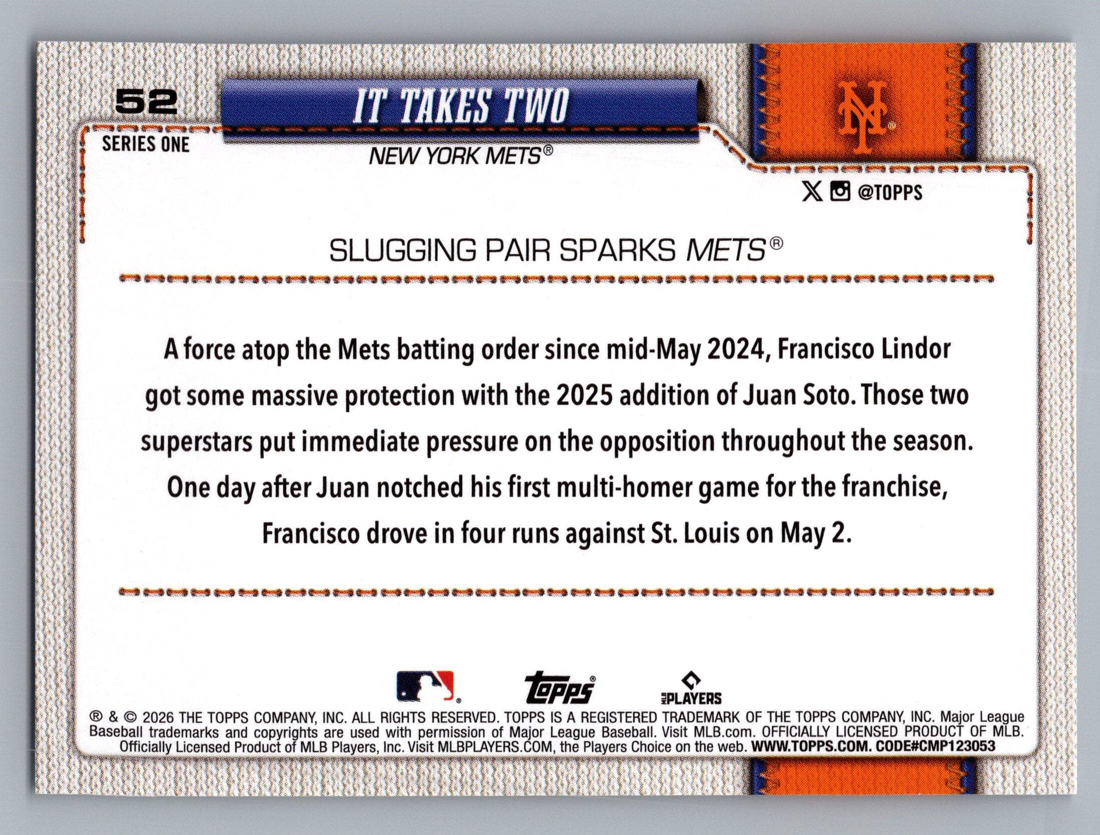 2026 Topps #52 It Takes Two