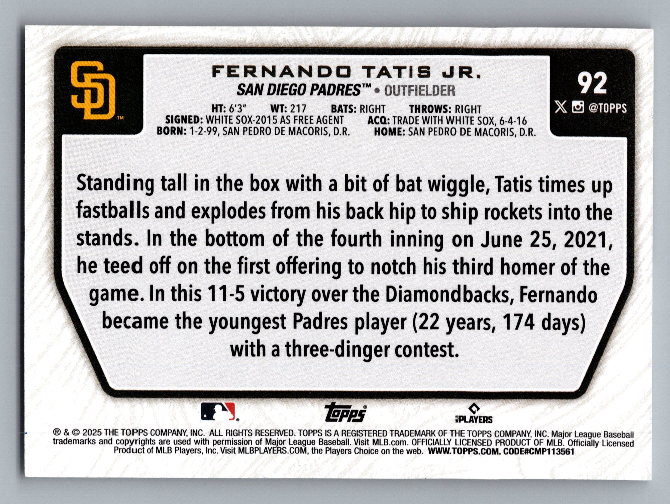 2025 Topps - Flagship Collection (Series Two) #92 Fernando Tatis Jr.