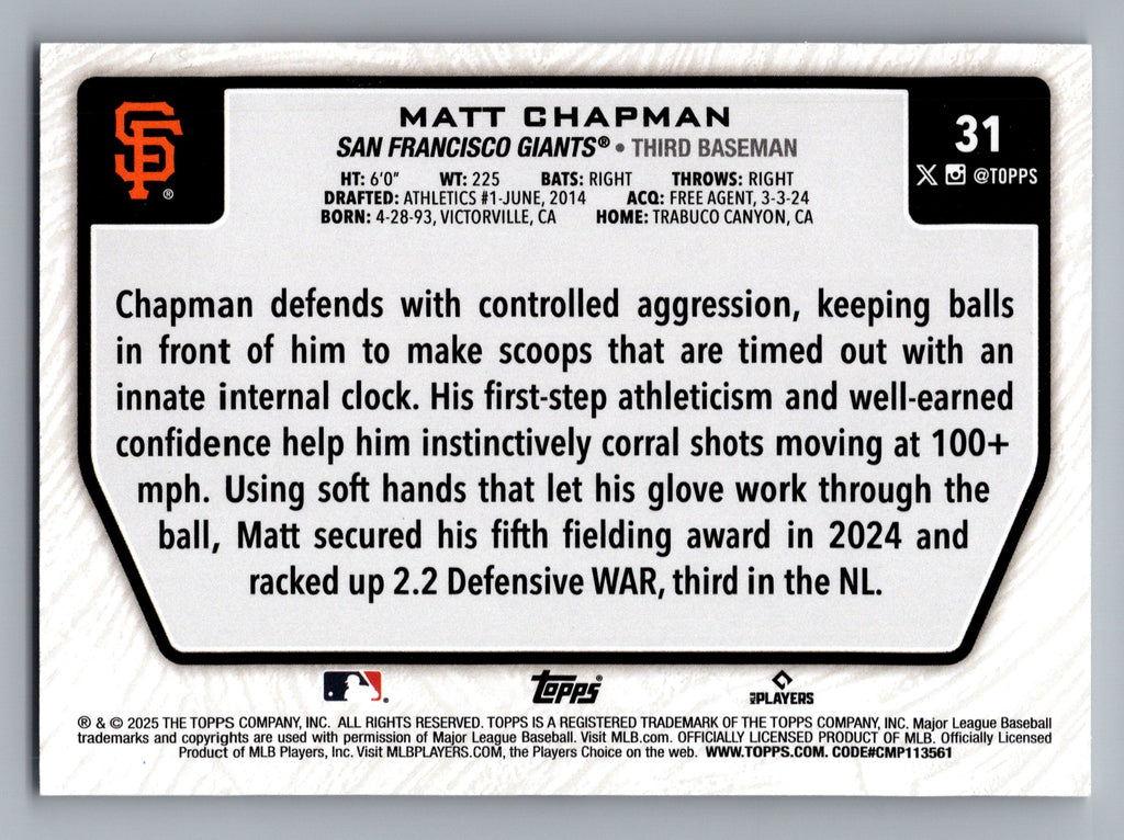 2025 Topps - Flagship Collection (Series Two) #31 Matt Chapman