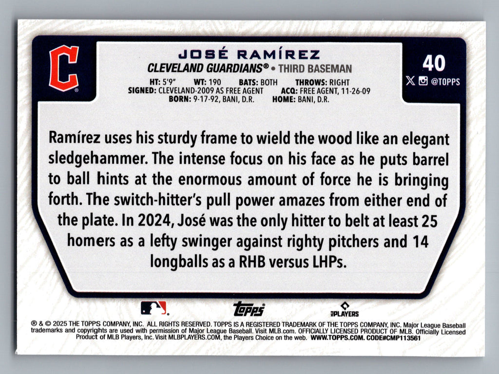 2025 Topps - Flagship Collection (Series Two) #40 Jose Ramirez