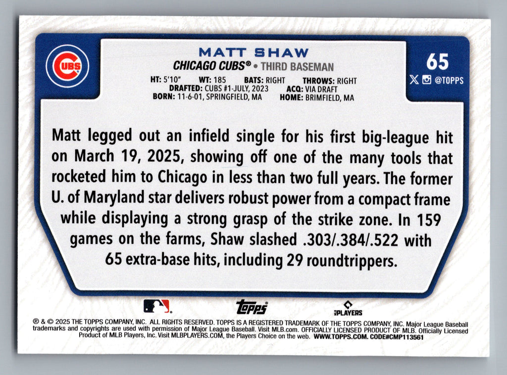 2025 Topps - Flagship Collection (Series Two) #65 Matt Shaw