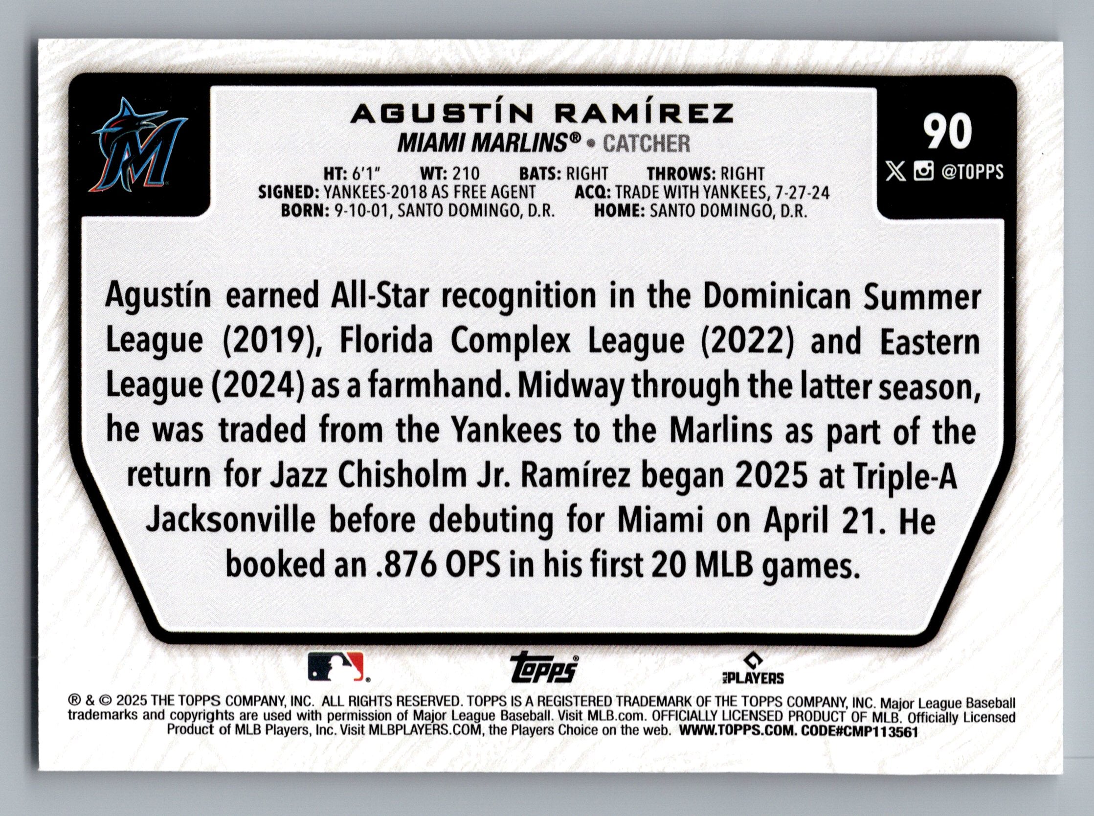 2025 Topps - Flagship Collection (Series Two) #90 Agustin Ramirez