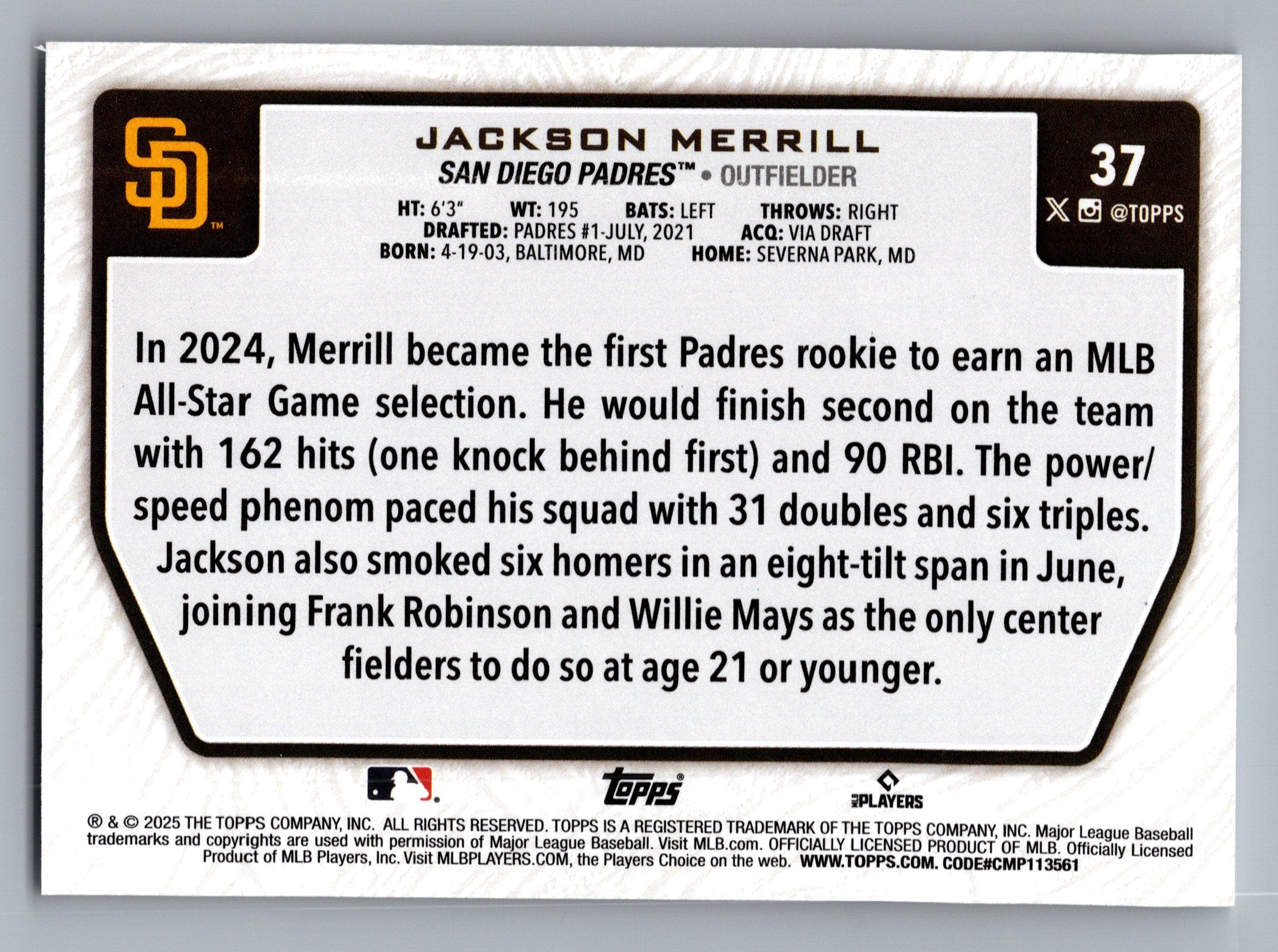 2025 Topps - Flagship Collection (Series Two) #37 Jackson Merrill
