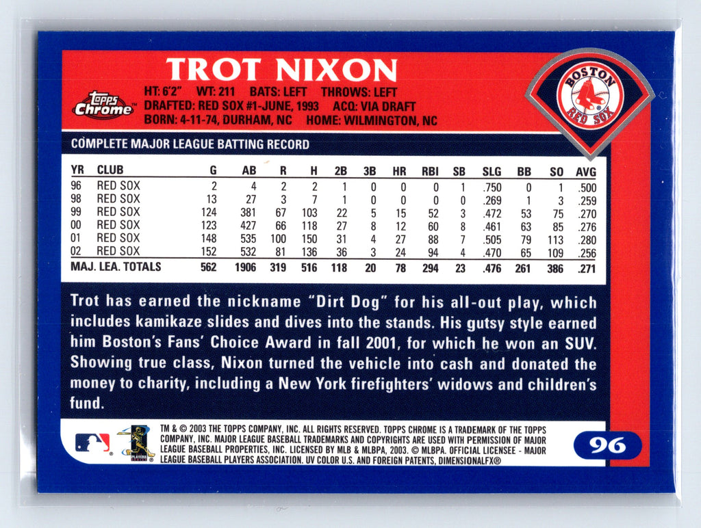 2003 Topps Chrome #96 Trot Nixon