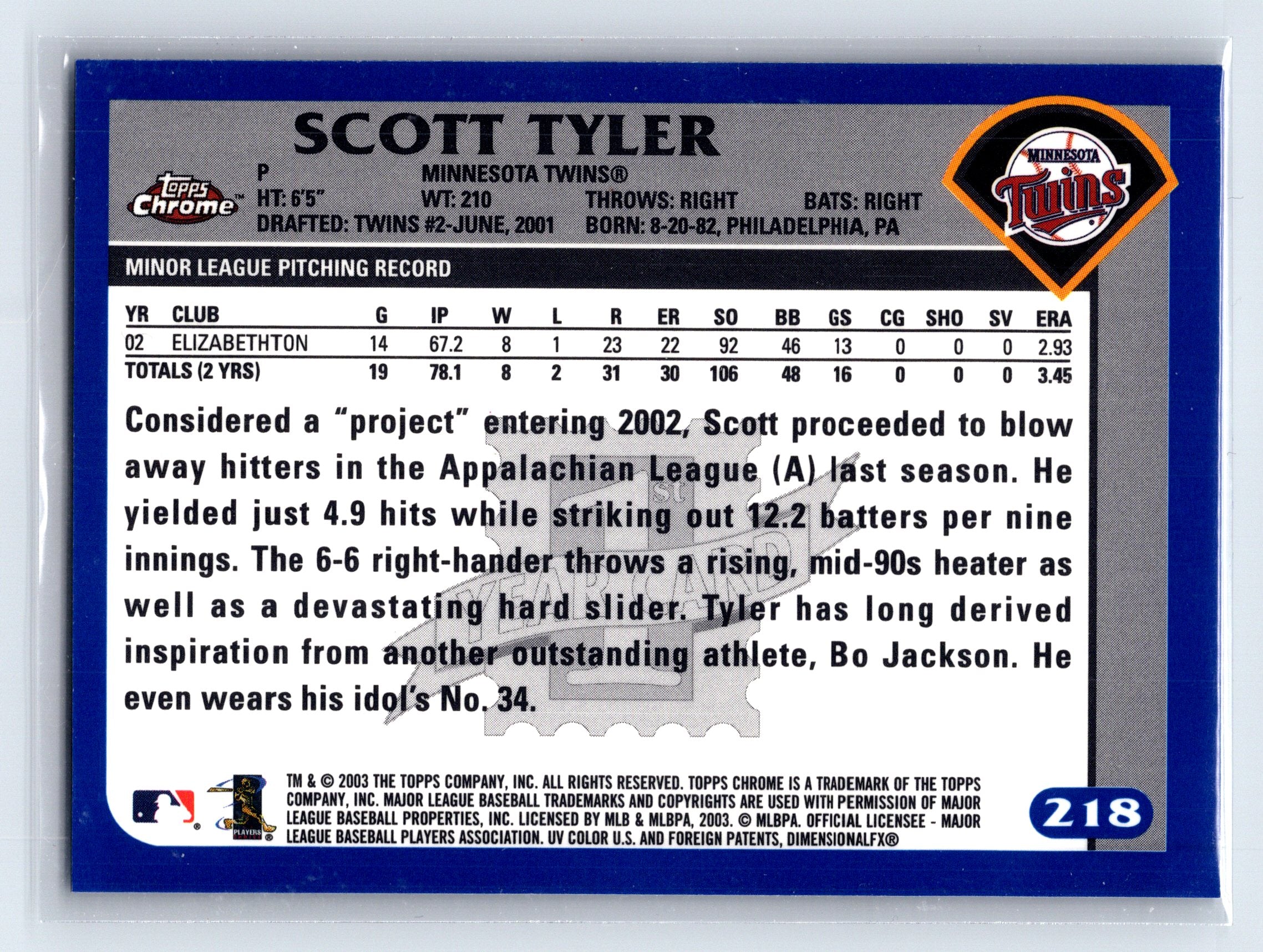 2003 Topps Chrome #218 Scott Tyler