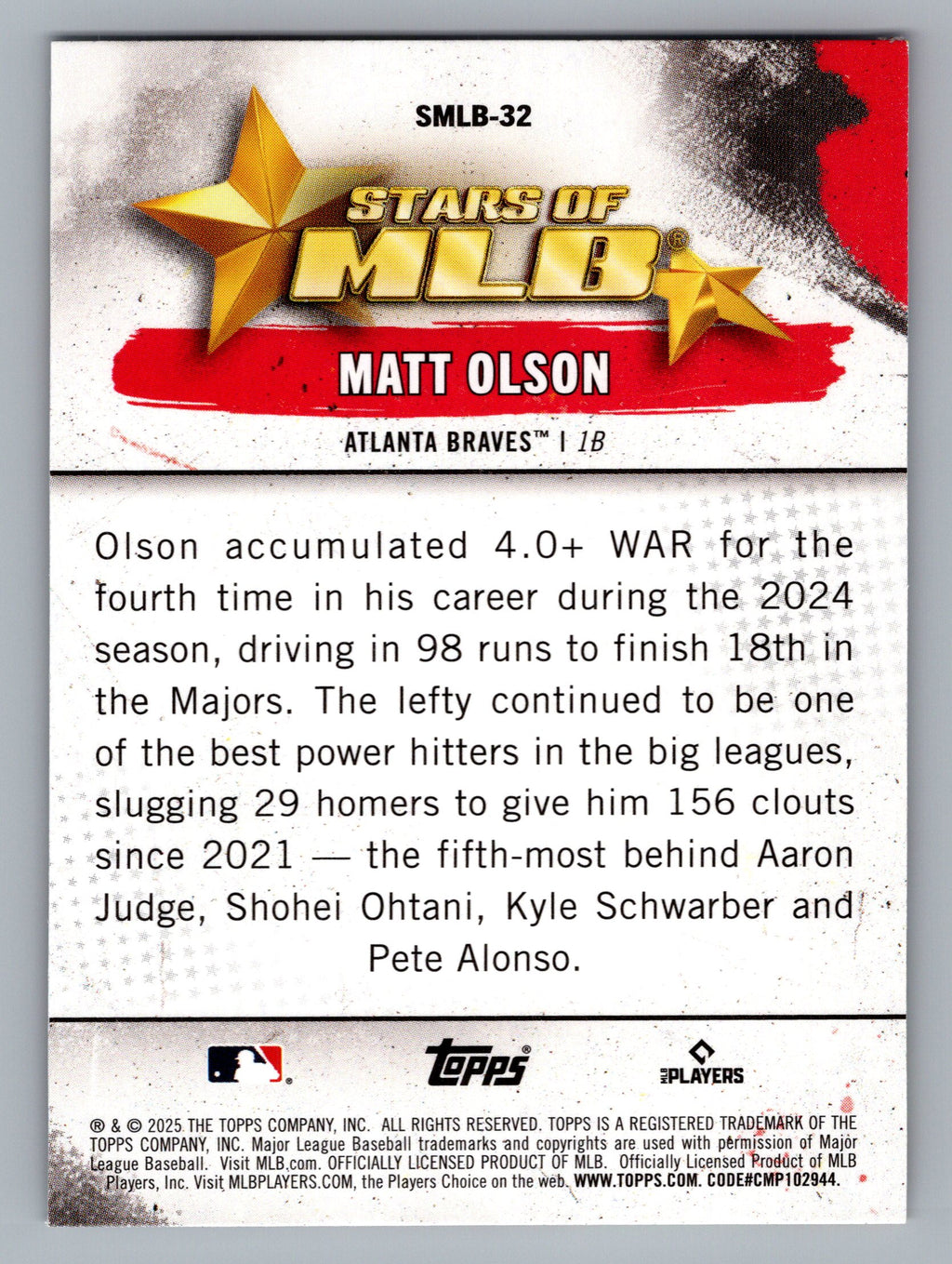 2025 Topps #SMLB-32 Matt Olson Stars of MLB