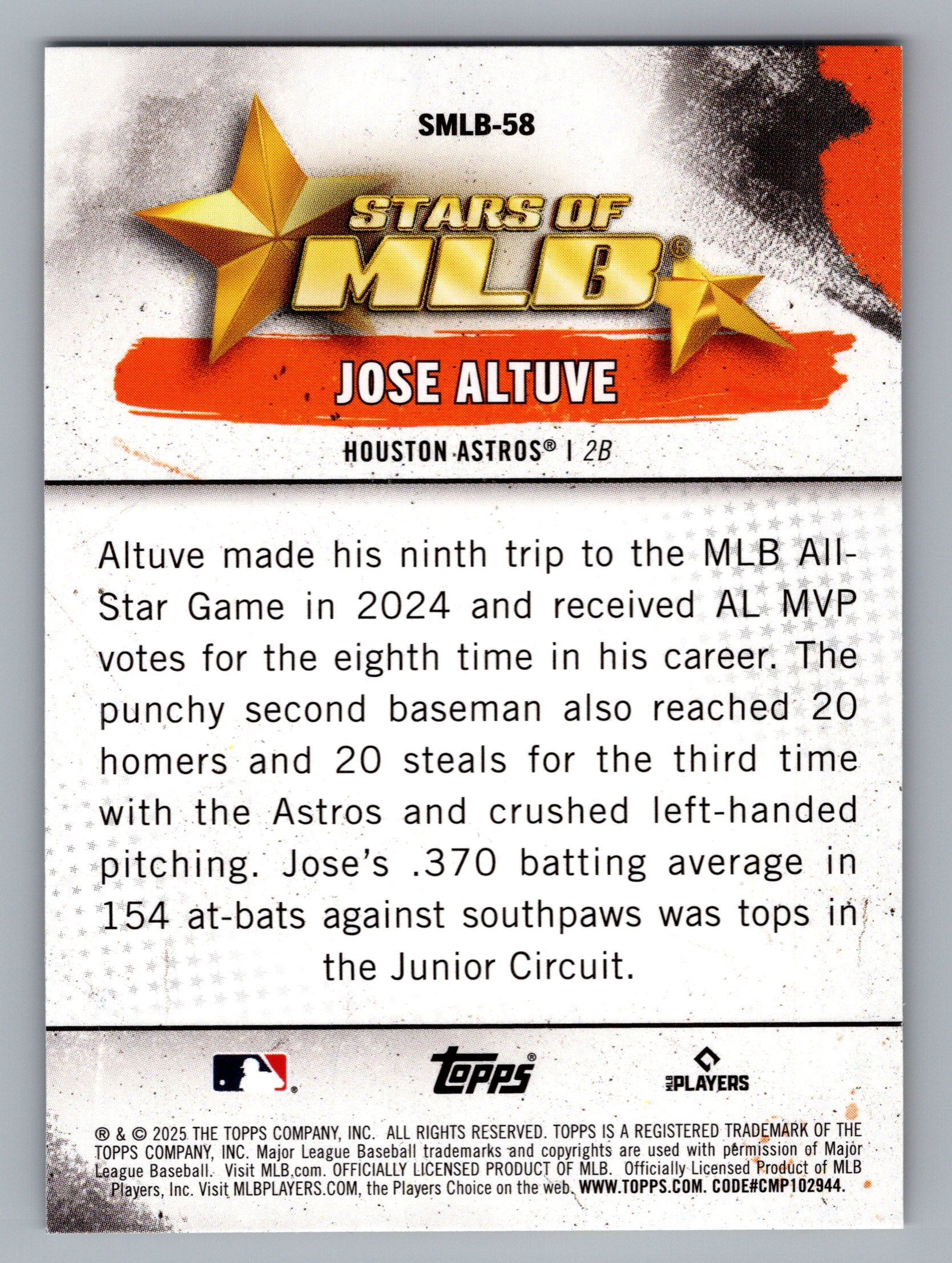 2025 Topps #SMLB-58 Jose Altuve Stars of MLB