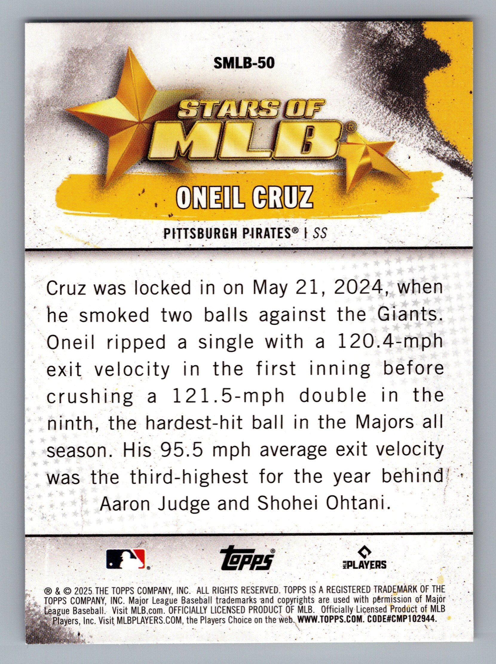 2025 Topps #SMLB-50 Oneil Cruz Stars of MLB