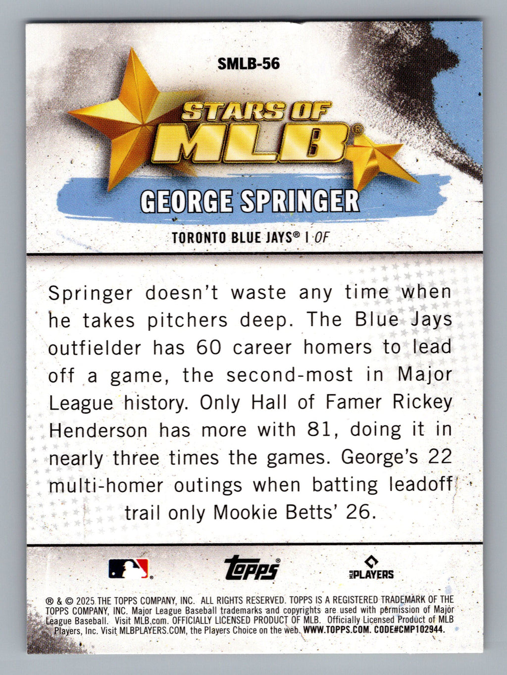 2025 Topps #SMLB-56 George Springer Stars of MLB