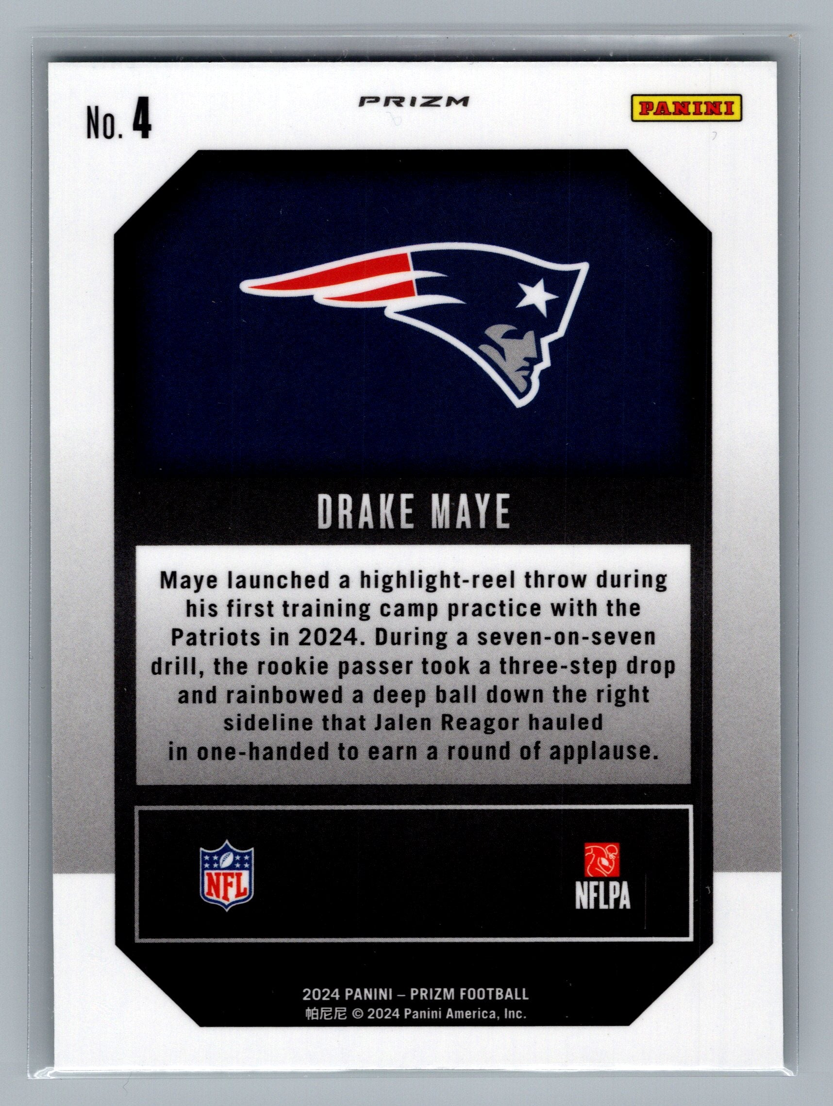 2024 Panini Prizm #4 Drake Maye Emergent Green Prizm