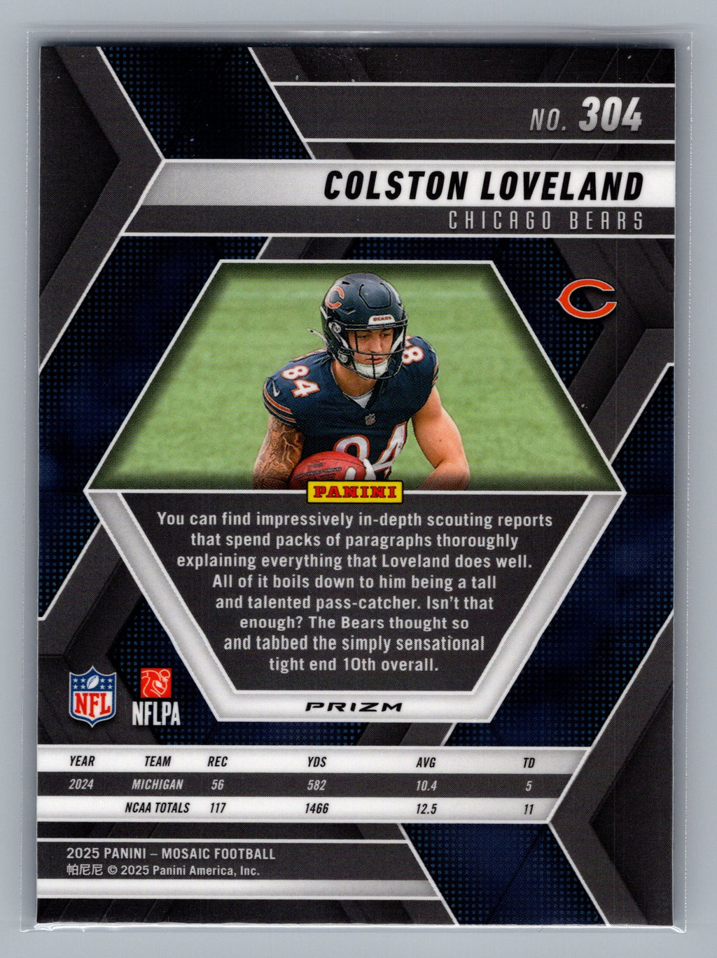 2025 Panini Mosaic #304 Colston Loveland Mosaic Reactive Blue