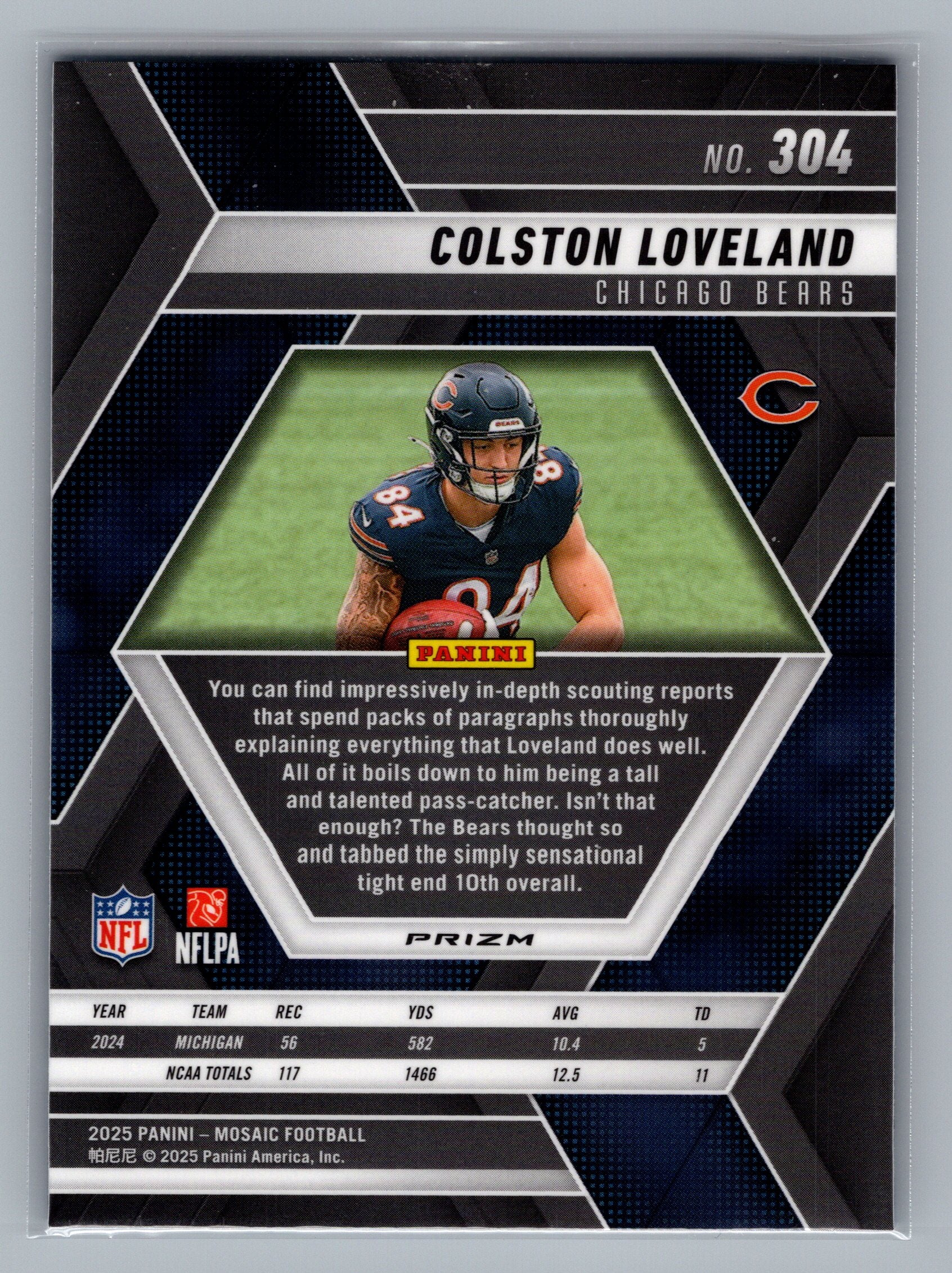 2025 Panini Mosaic #304 Colston Loveland Mosaic Reactive Blue