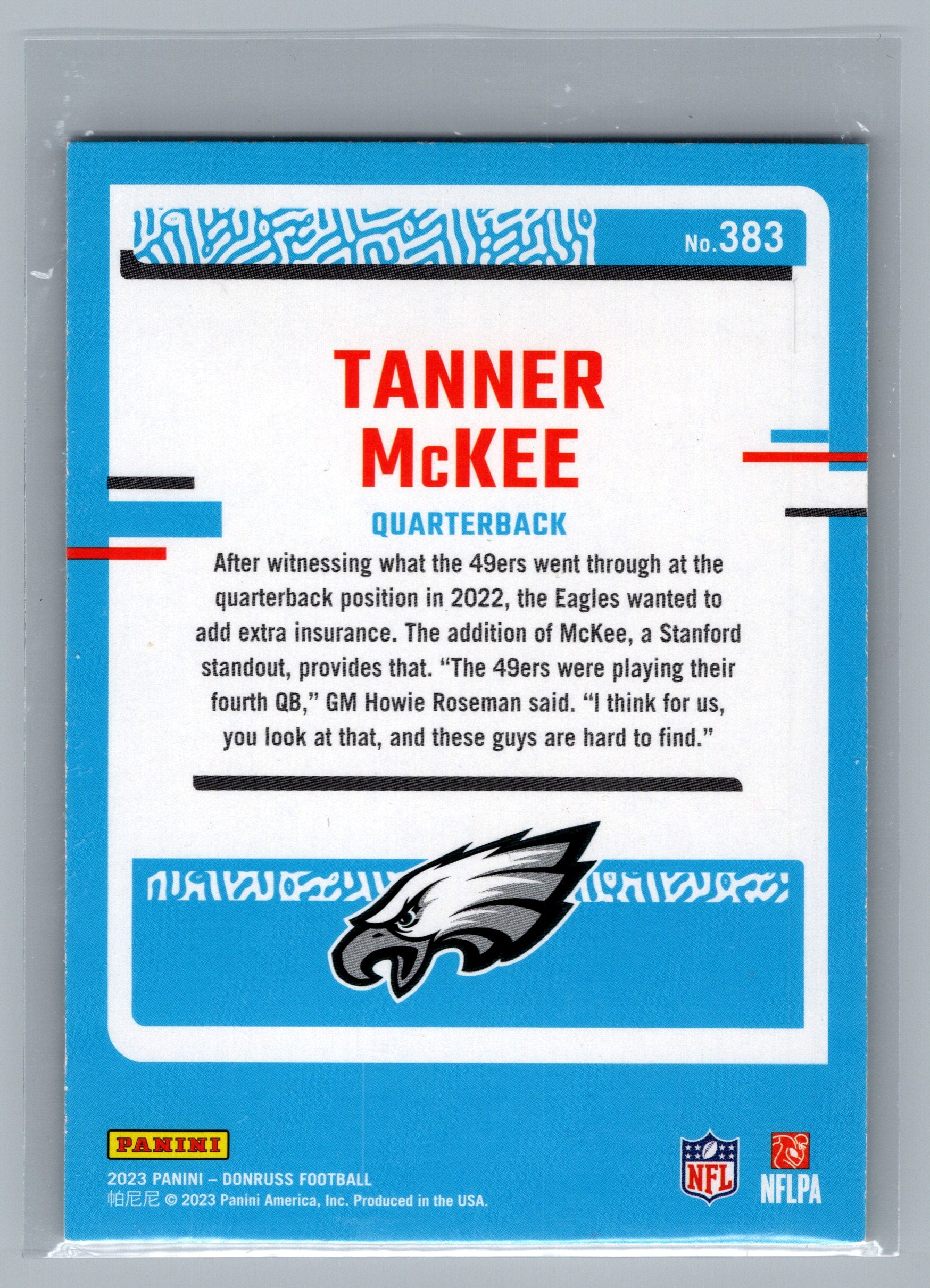 2023 Donruss #383 Tanner McKee Optic Rated Rookie Preview Holo Prizm