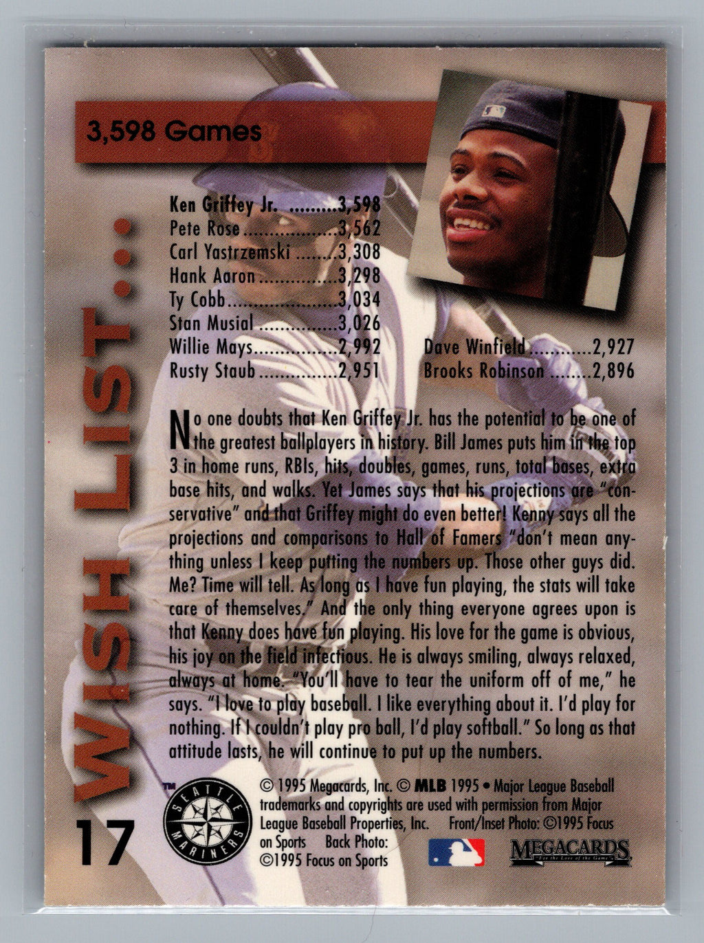1995 Megacards Ken Griffey Jr. Wish List #17 Ken Griffey Jr.