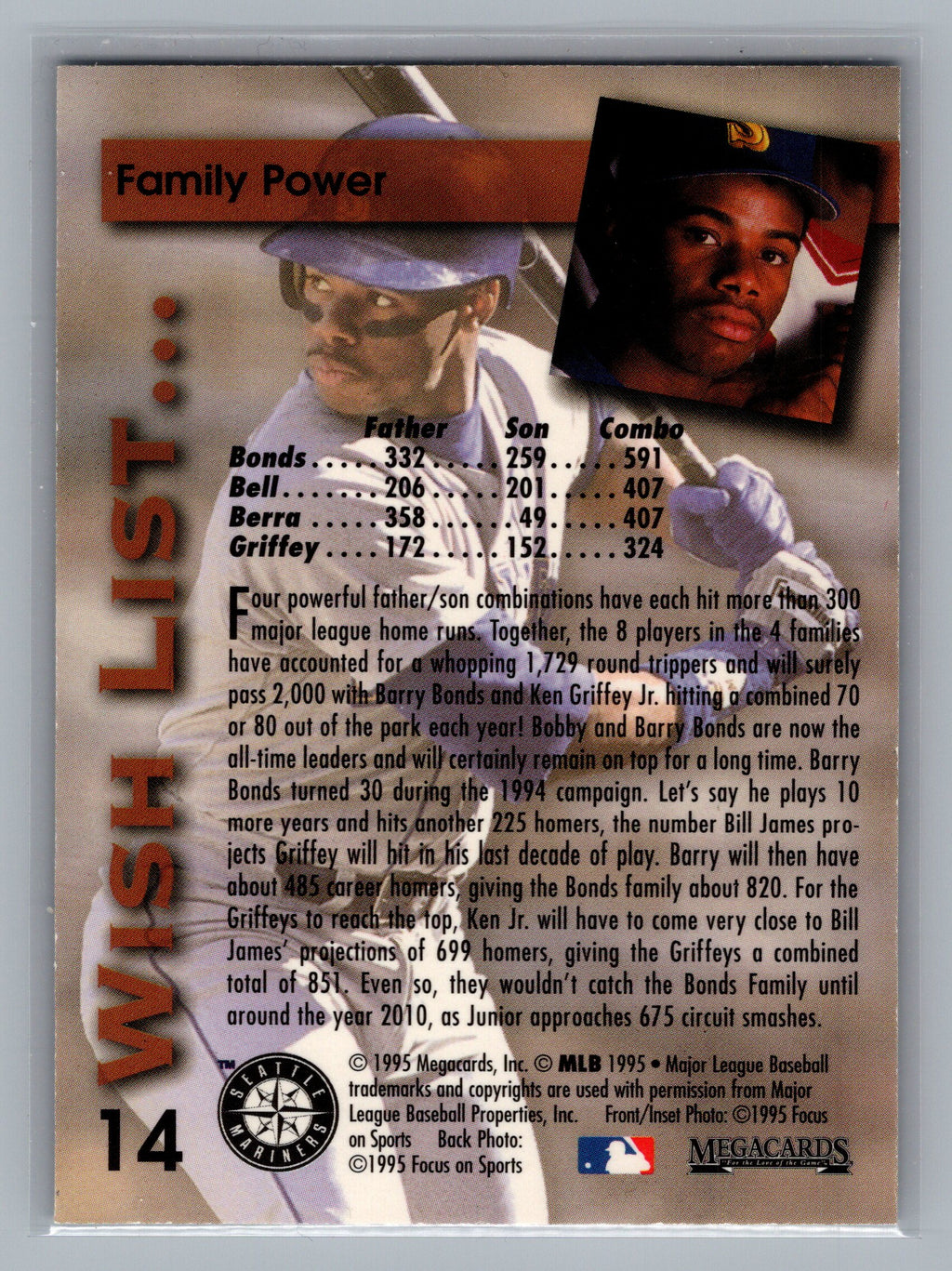 1995 Megacards Ken Griffey Jr. Wish List #14 Ken Griffey Jr. / Ken Griffey Sr.