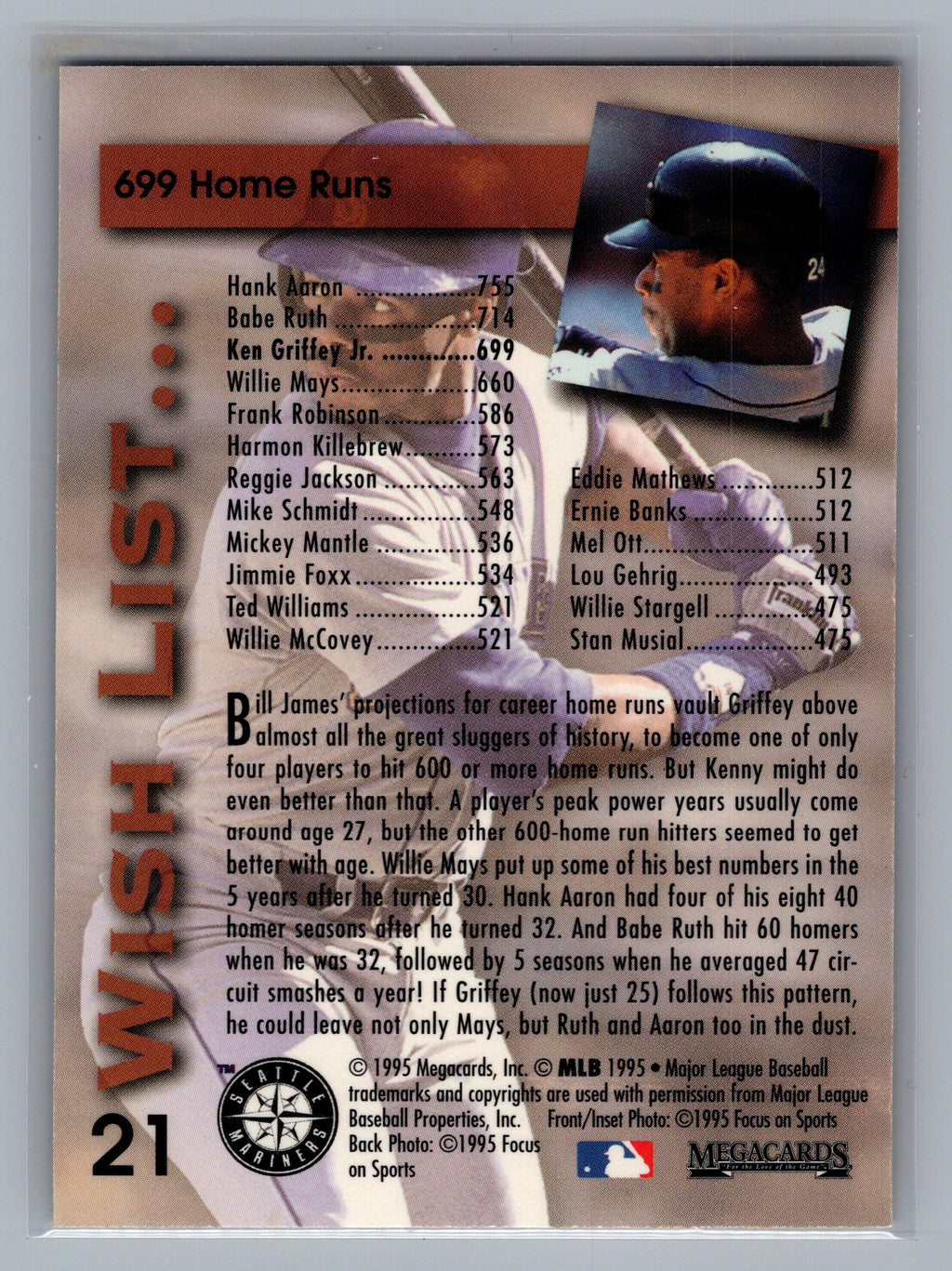 1995 Megacards Ken Griffey Jr. Wish List #21 Ken Griffey Jr.
