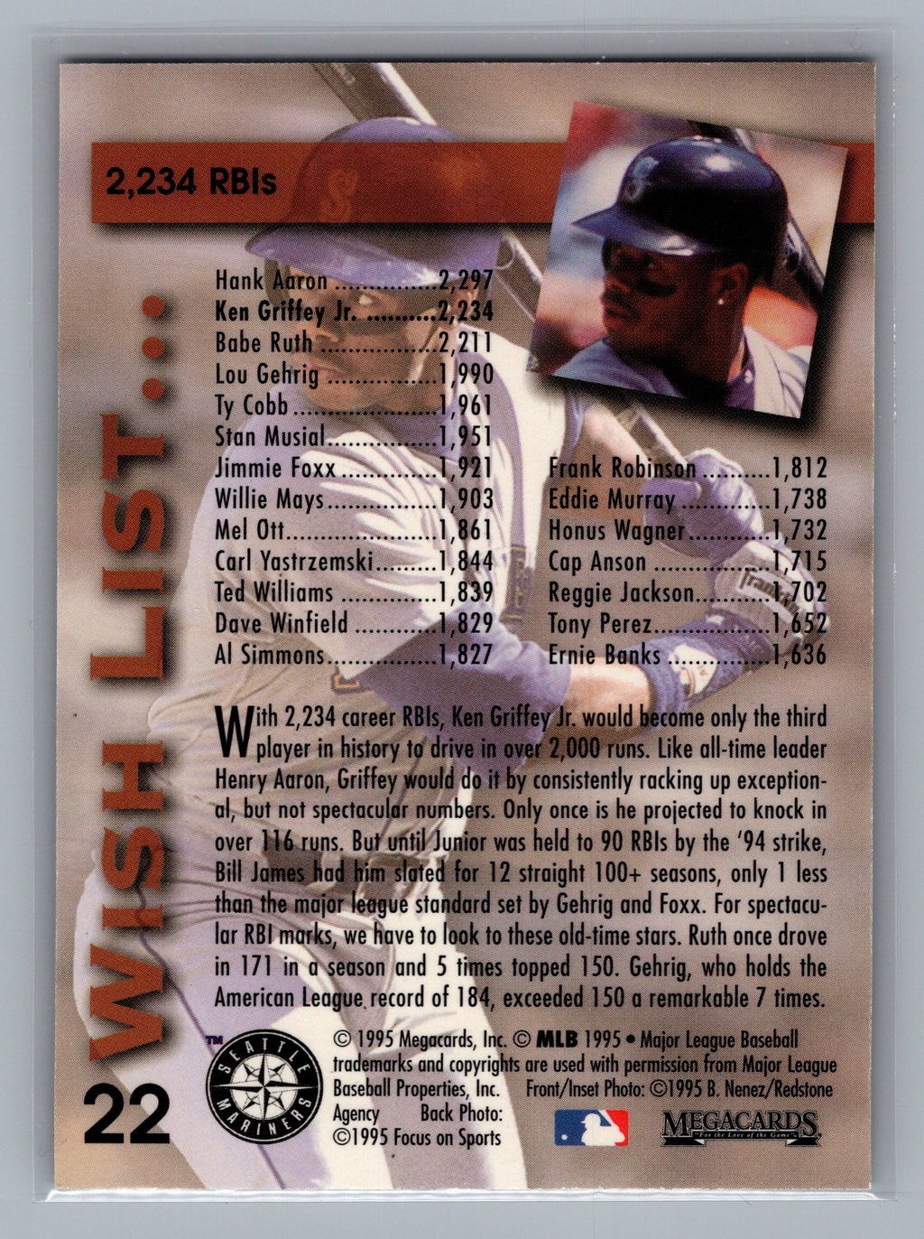 1995 Megacards Ken Griffey Jr. Wish List #22 Ken Griffey Jr.