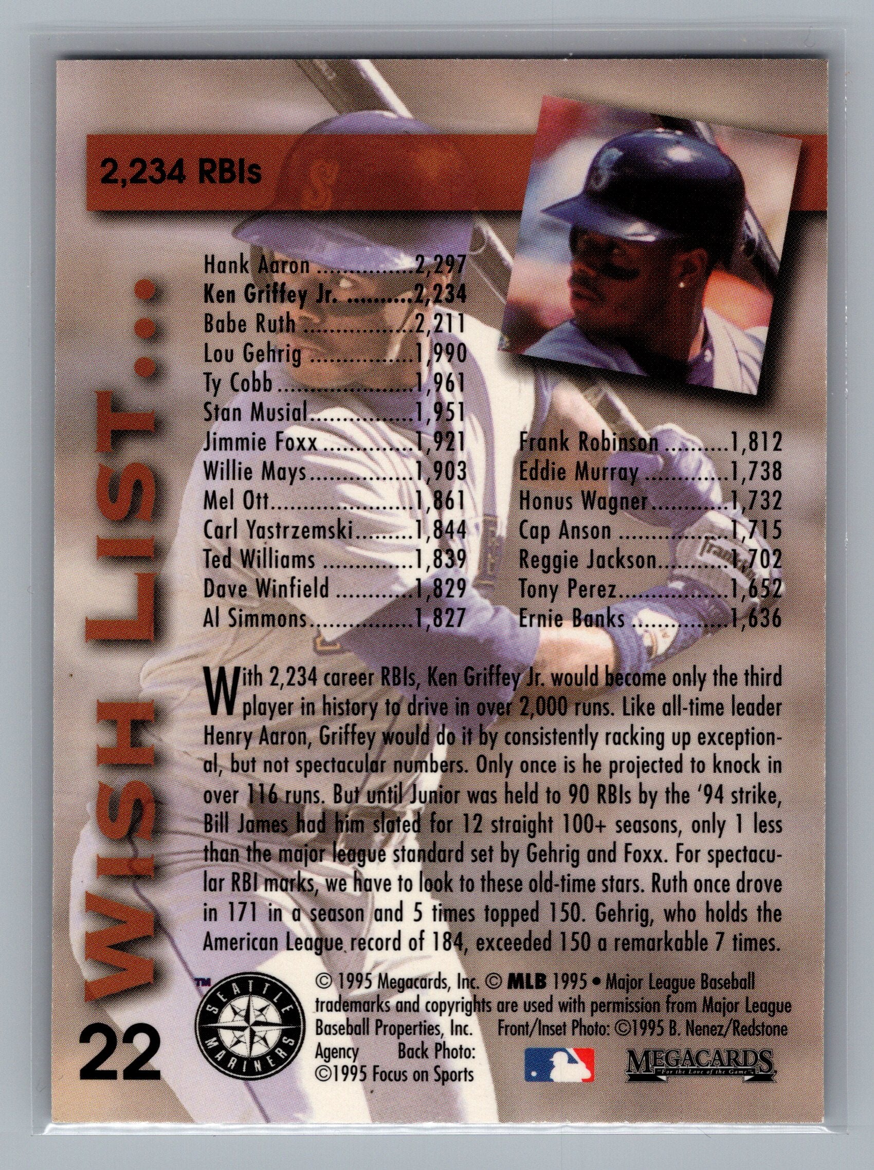 1995 Megacards Ken Griffey Jr. Wish List #22 Ken Griffey Jr.