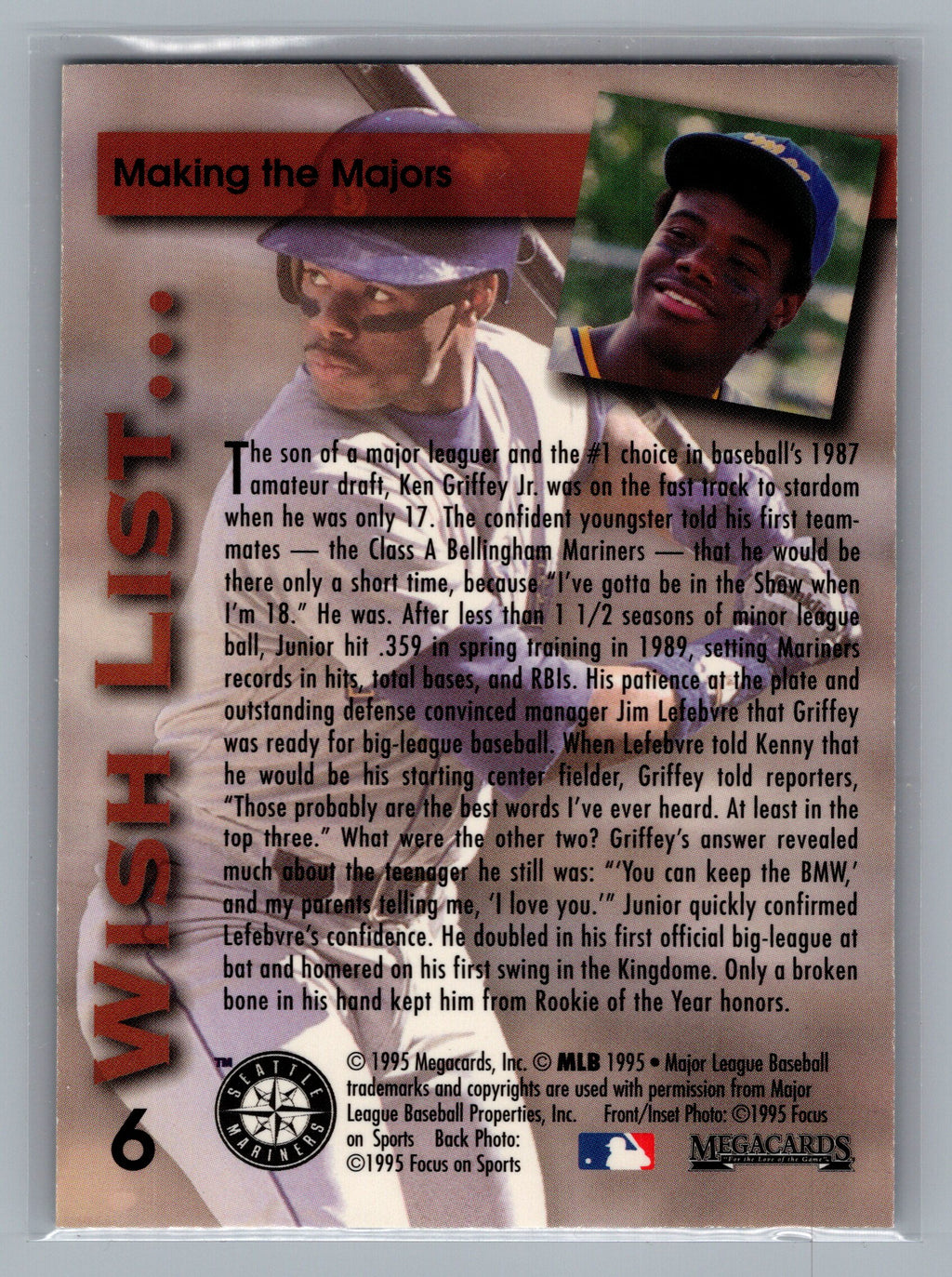 1995 Megacards Ken Griffey Jr. Wish List #6 Ken Griffey Jr.