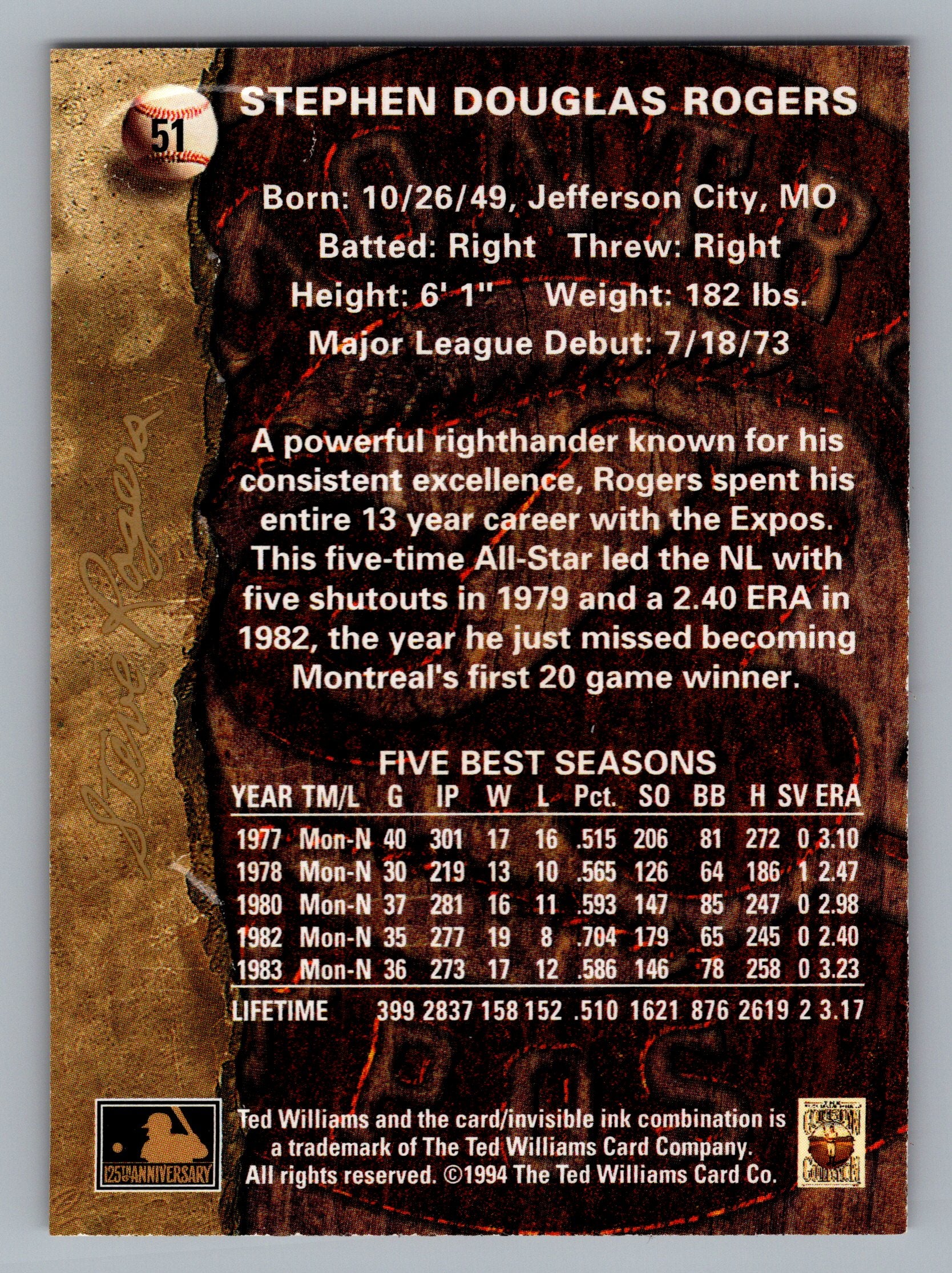 1994 Ted Williams #51 Steve Rogers
