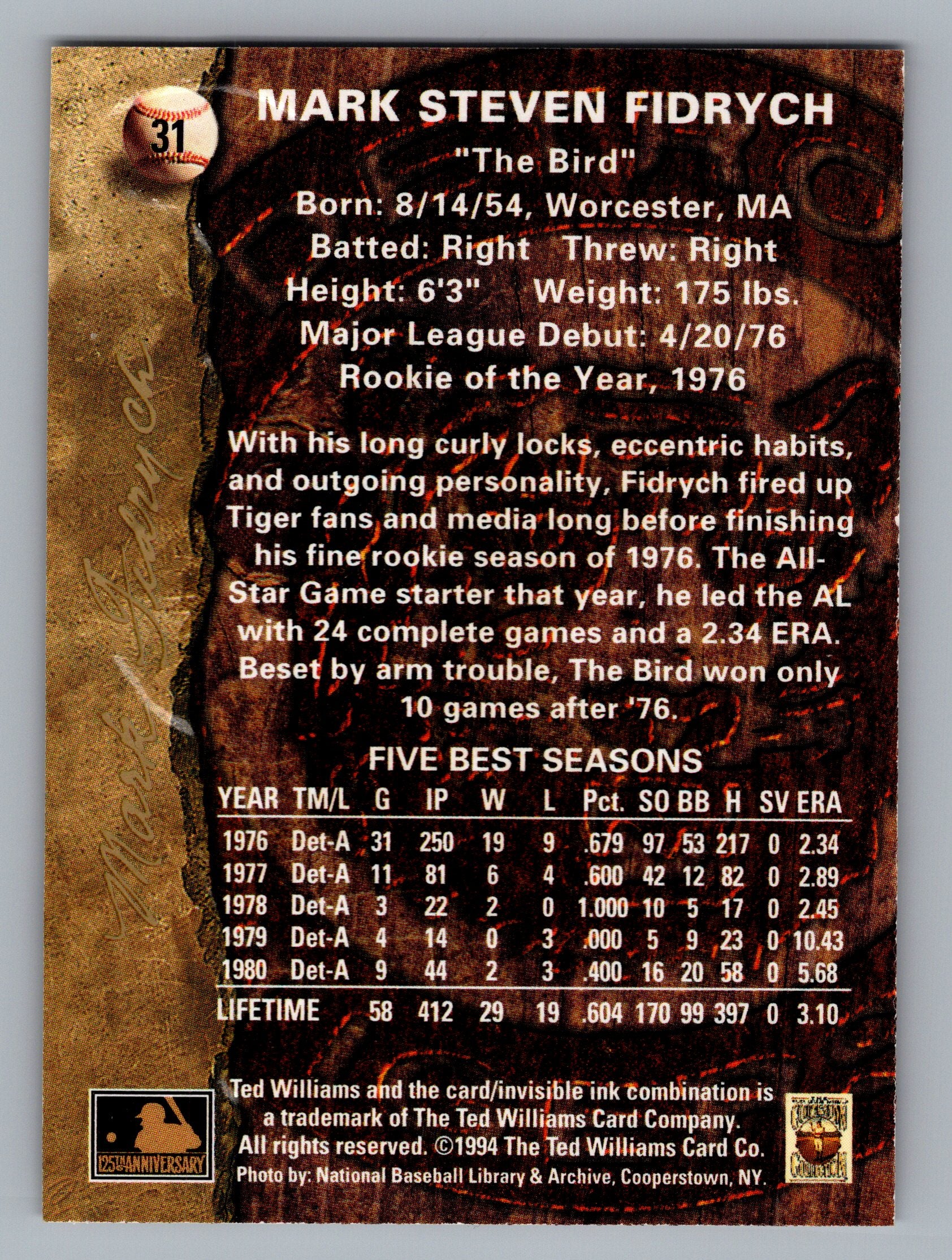 1994 Ted Williams #31 Mark Fidrych