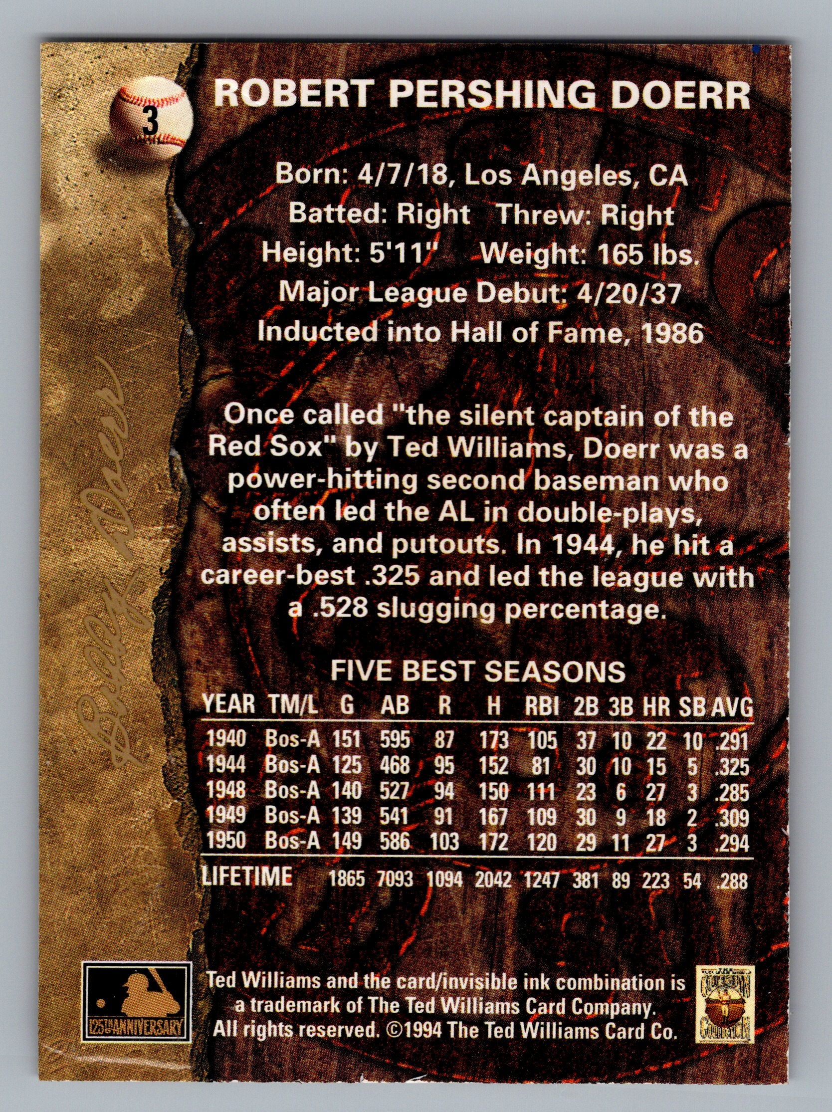 1994 Ted Williams #3 Bobby Doerr