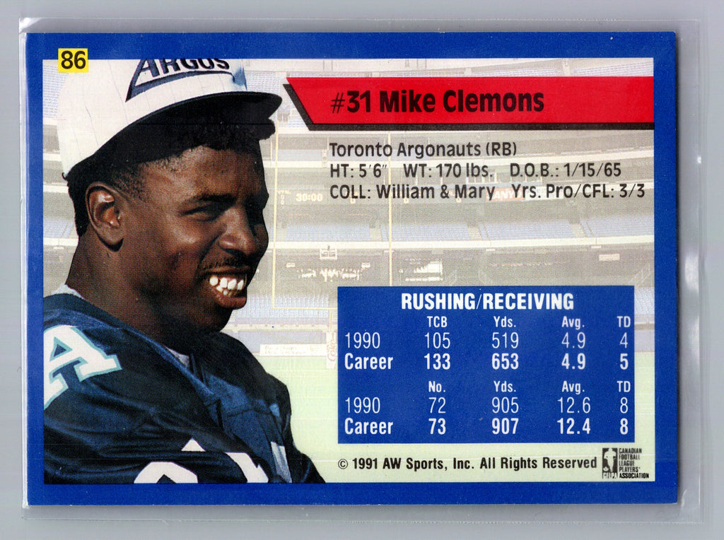 1991 All World CFL French #86 Mike Clemons