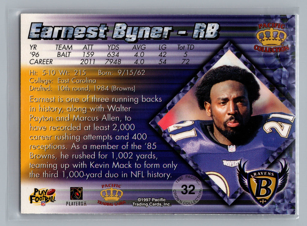 1997 Pacific Crown Collection #32 Earnest Byner Copper