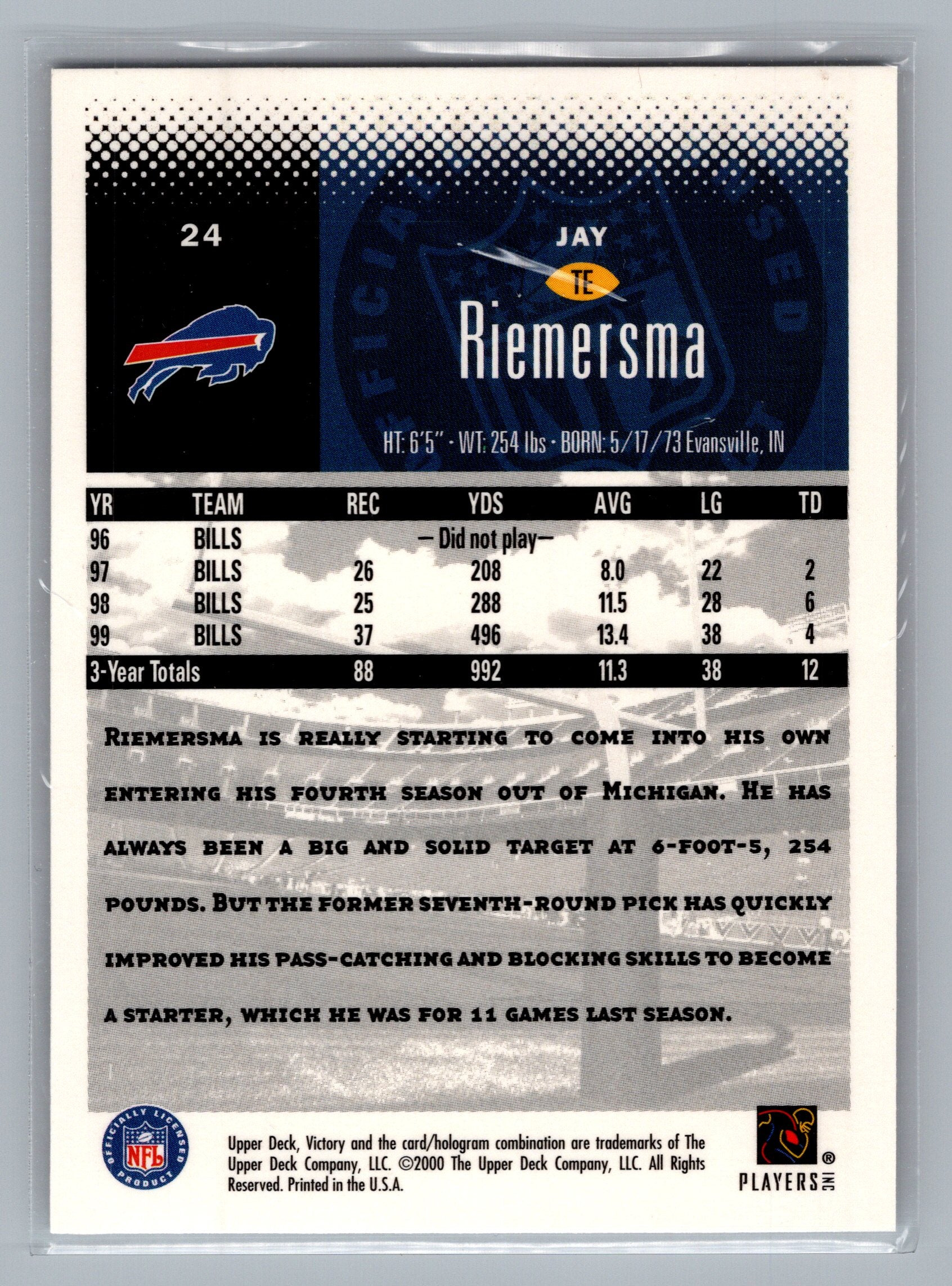 2000 Upper Deck Victory #24 Jay Riemersma