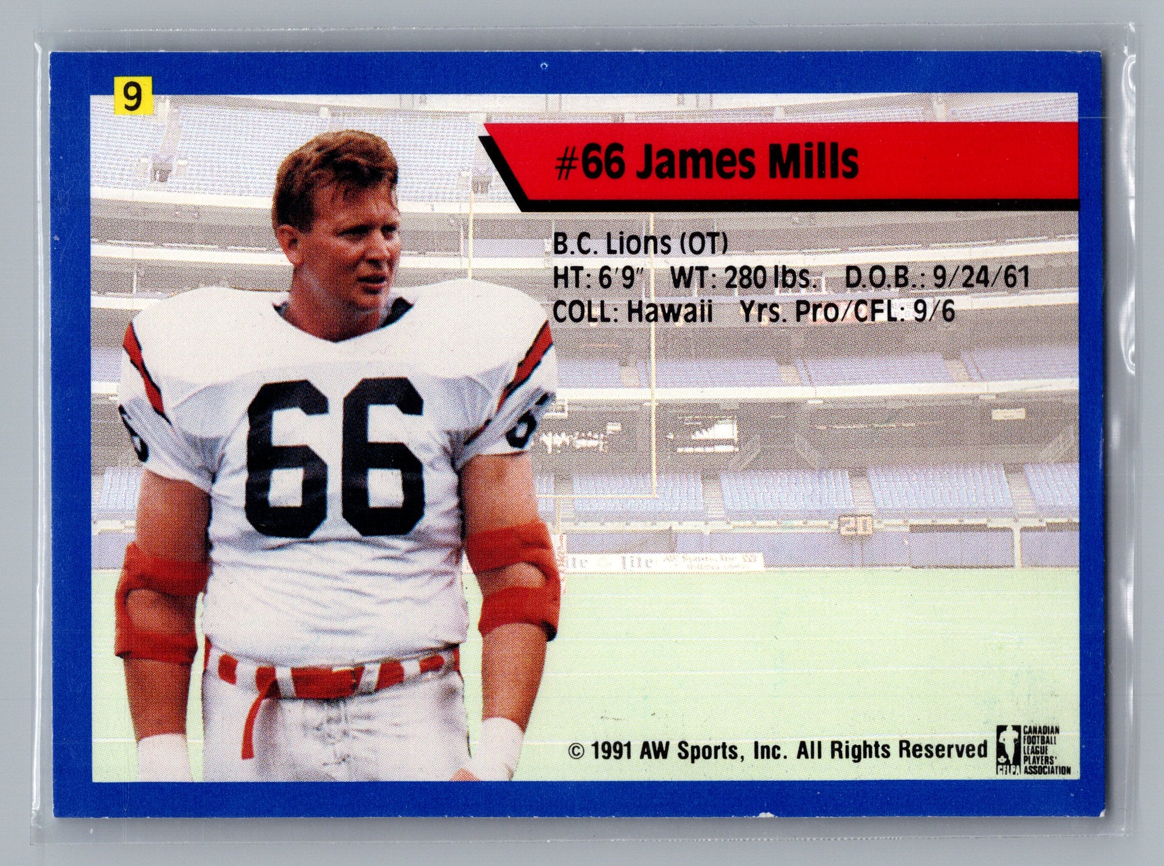 1991 All World CFL French #9 James Mills