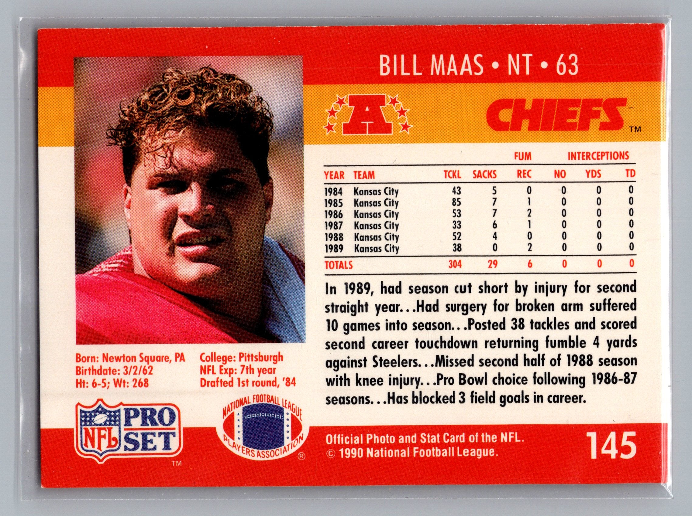1990 Pro Set FACT Cincinnati #145 Bill Maas
