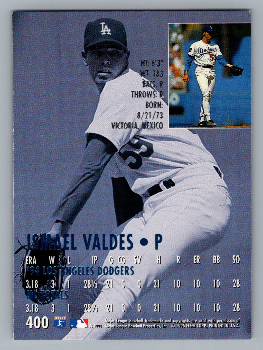 1995 Ultra #400 Ismael Valdes Gold Medallion