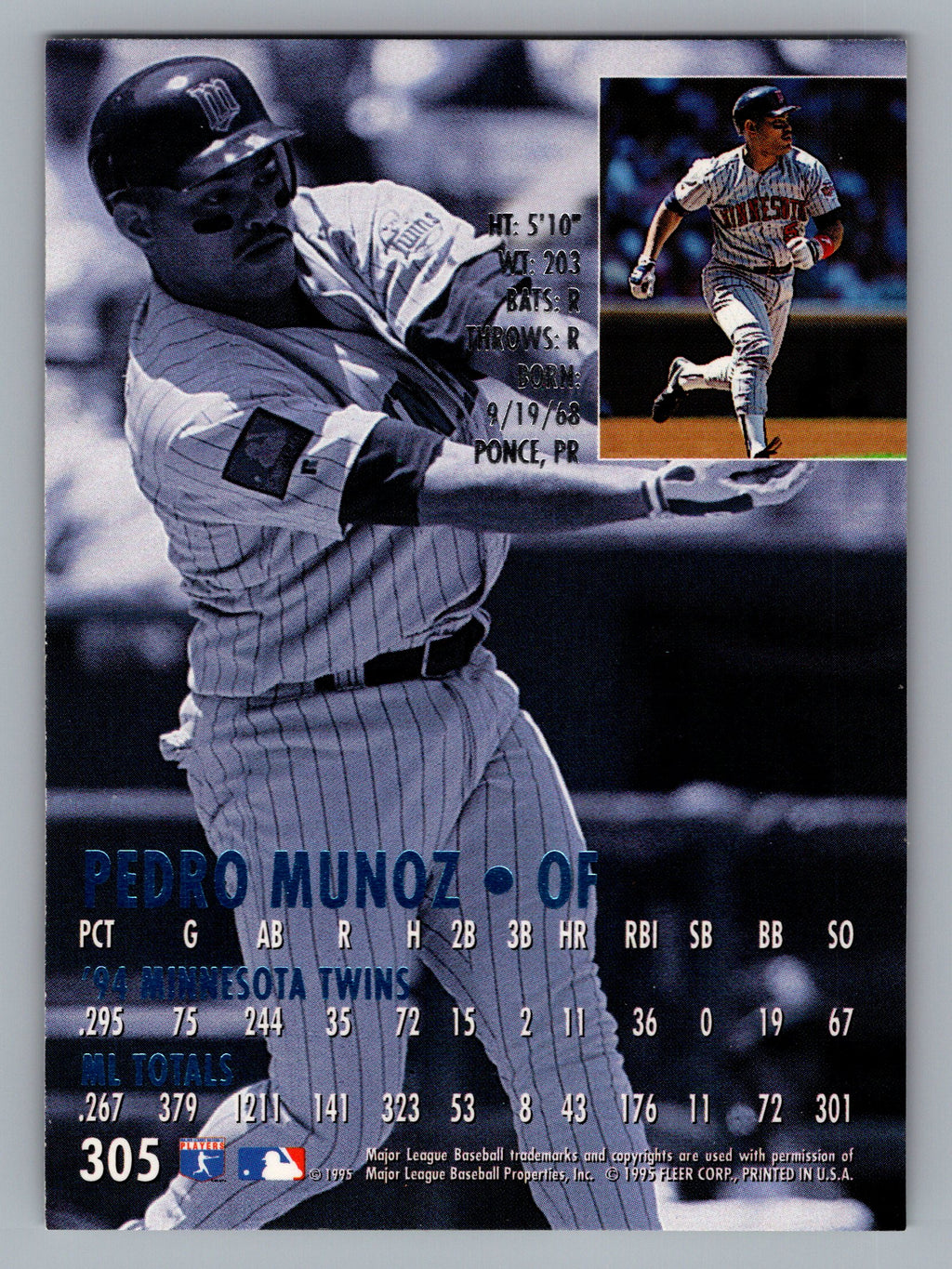 1995 Ultra #305 Pedro Munoz Gold Medallion