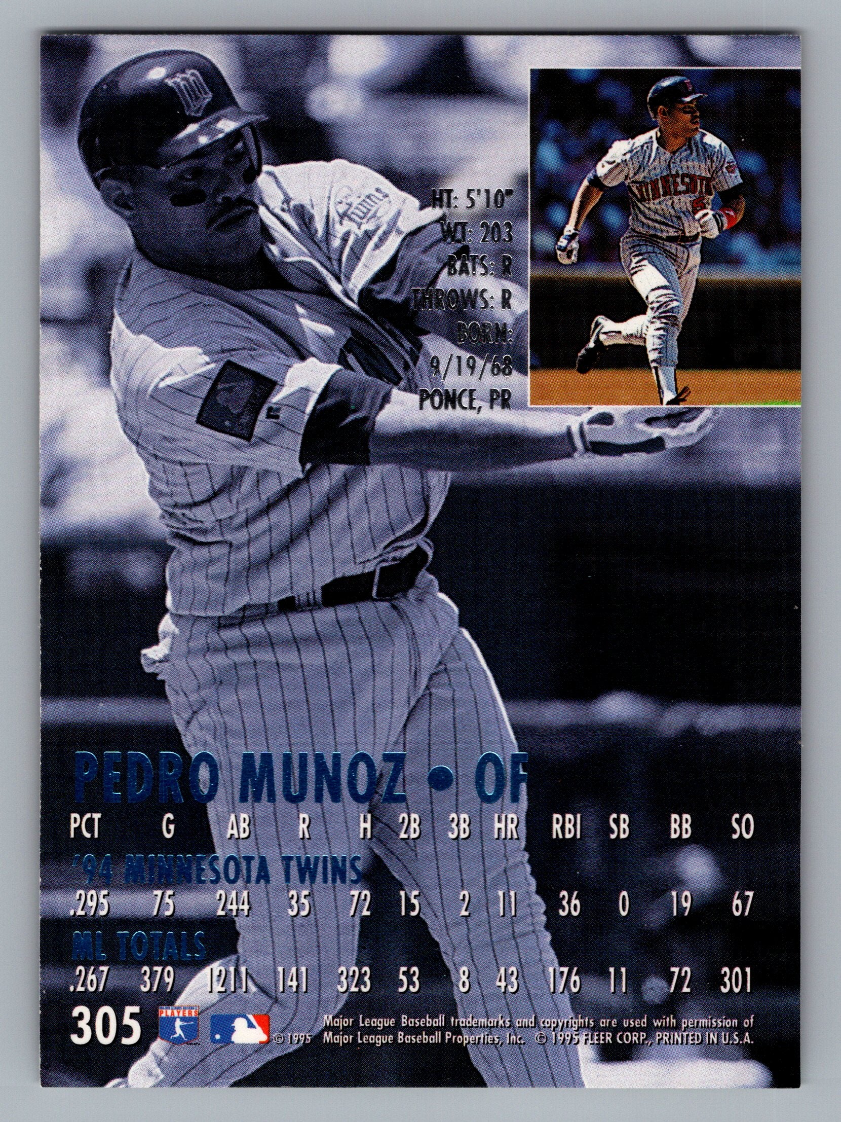 1995 Ultra #305 Pedro Munoz Gold Medallion