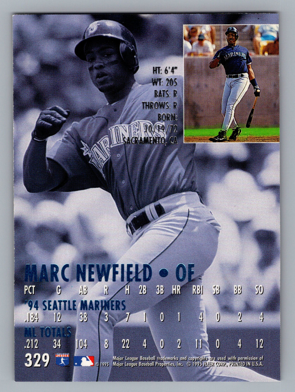1995 Ultra #329 Marc Newfield