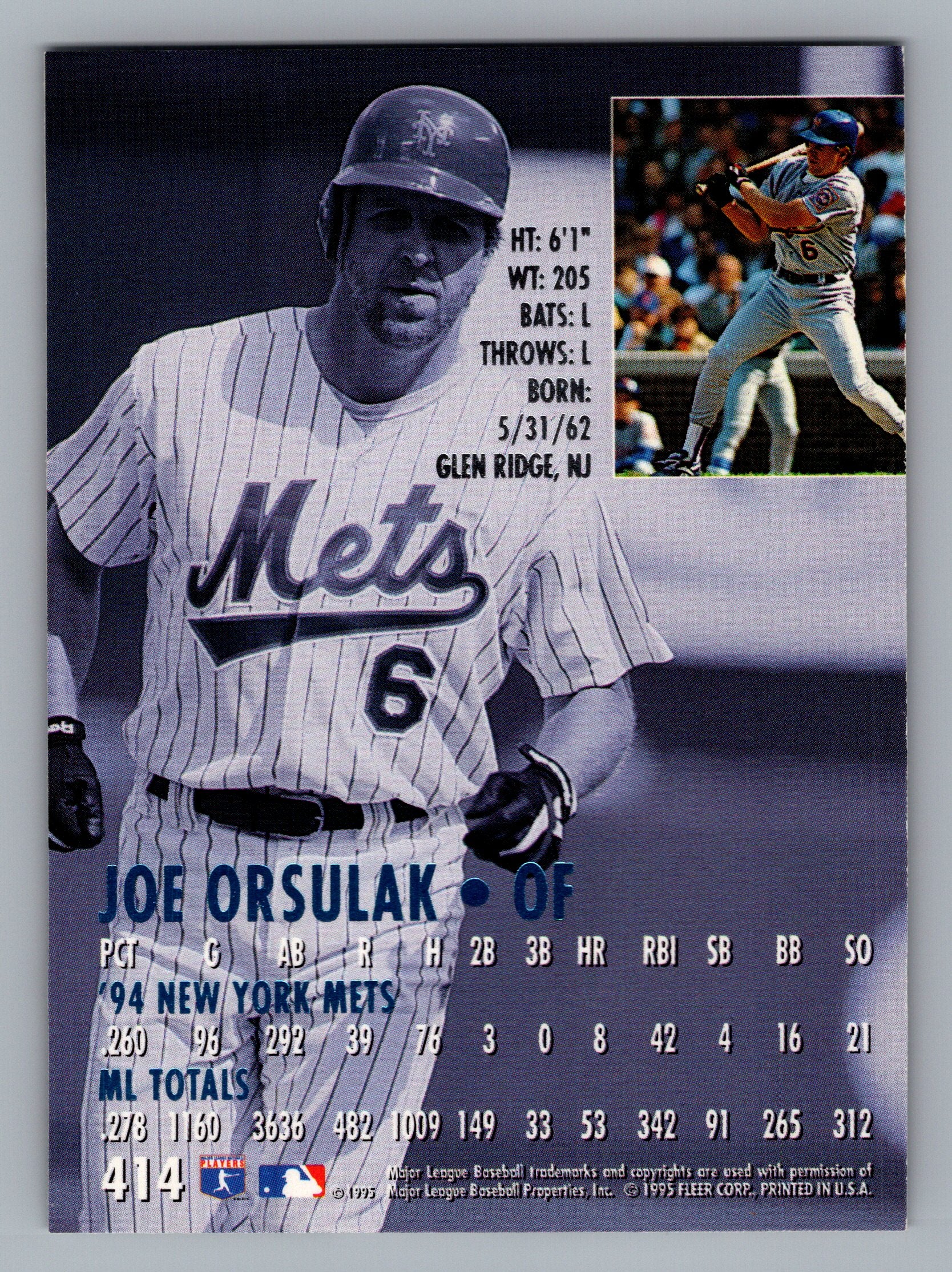 1995 Ultra #414 Joe Orsulak