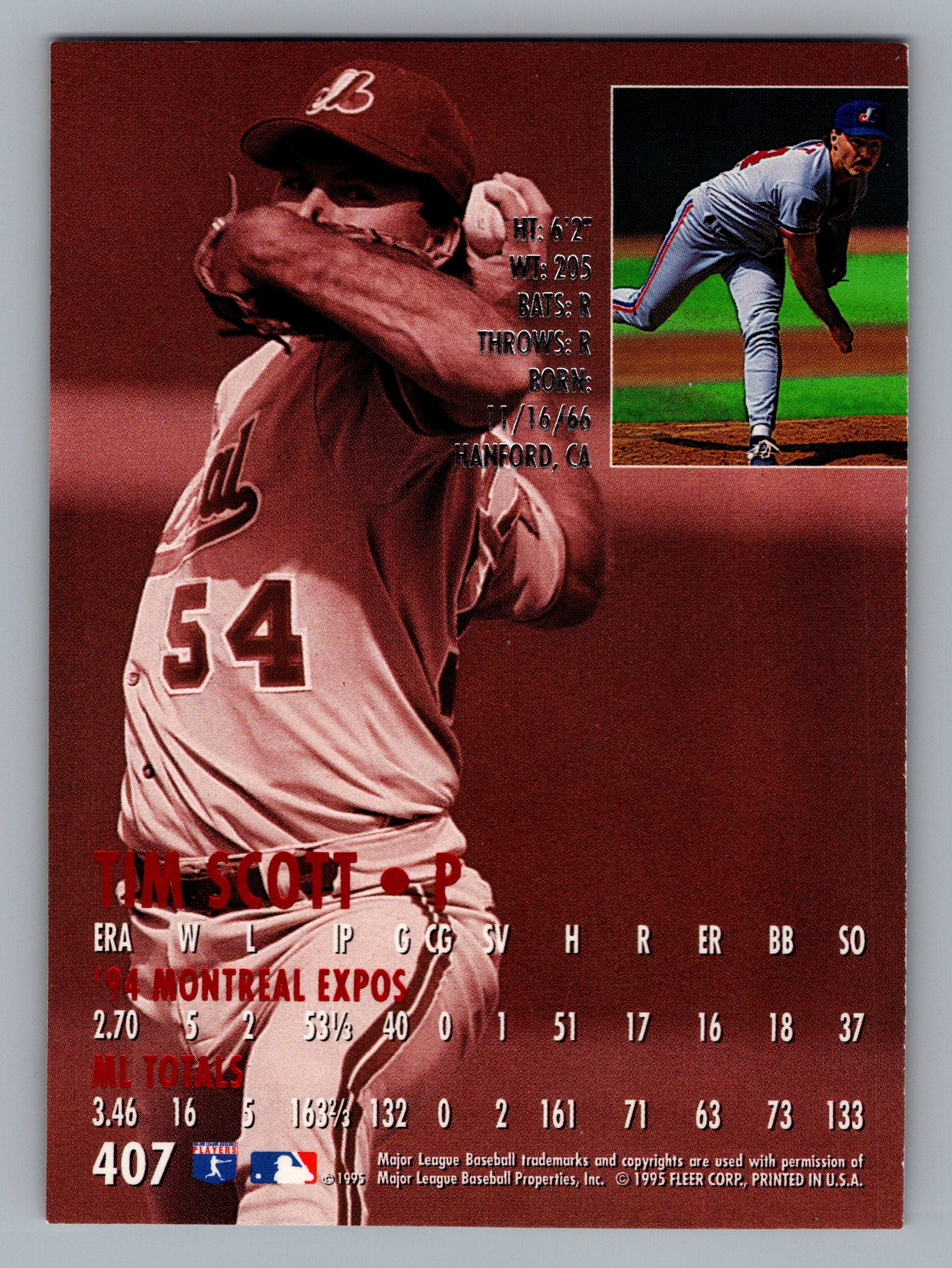1995 Ultra #407 Tim Scott Gold Medallion