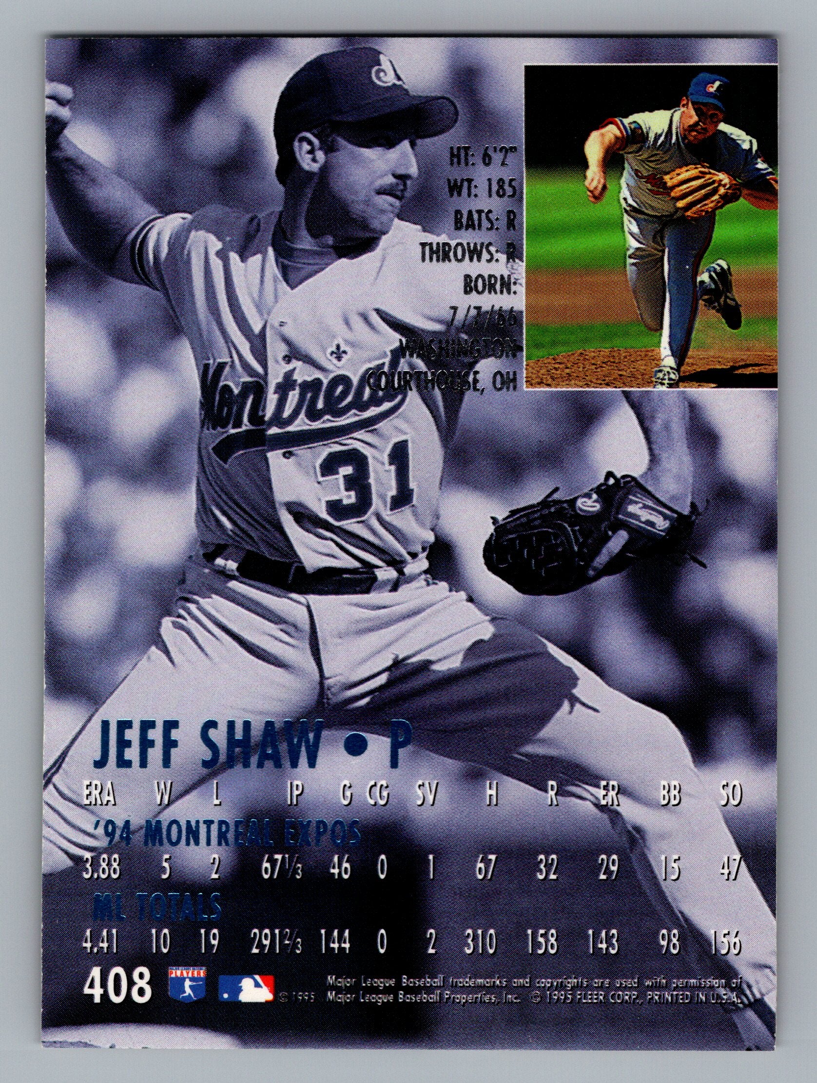 1995 Ultra #408 Jeff Shaw Gold Medallion