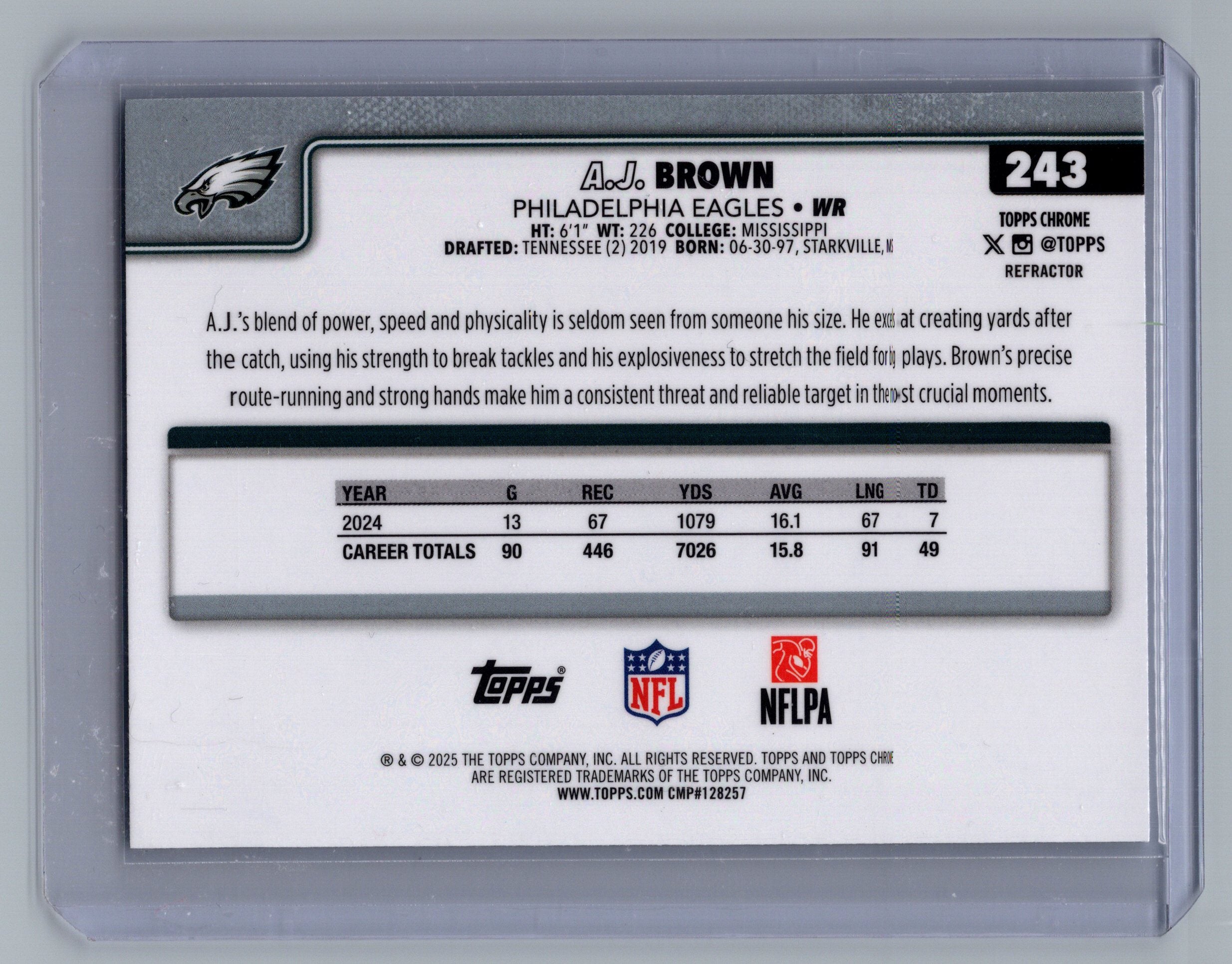 2025 Topps Chrome #243 A.J. Brown Refractor