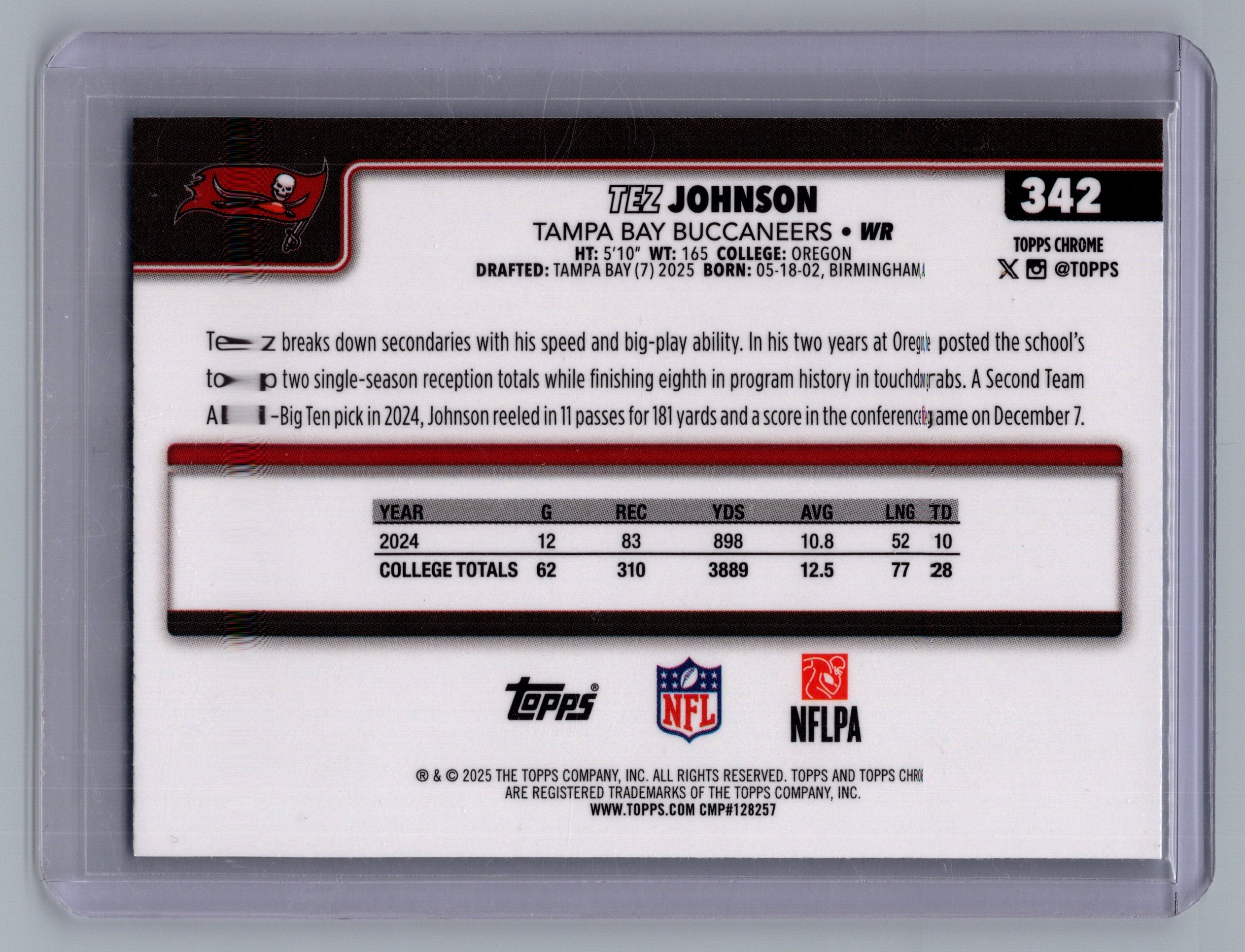 2025 Topps Chrome #342 Tez Johnson Pulsar Refractor