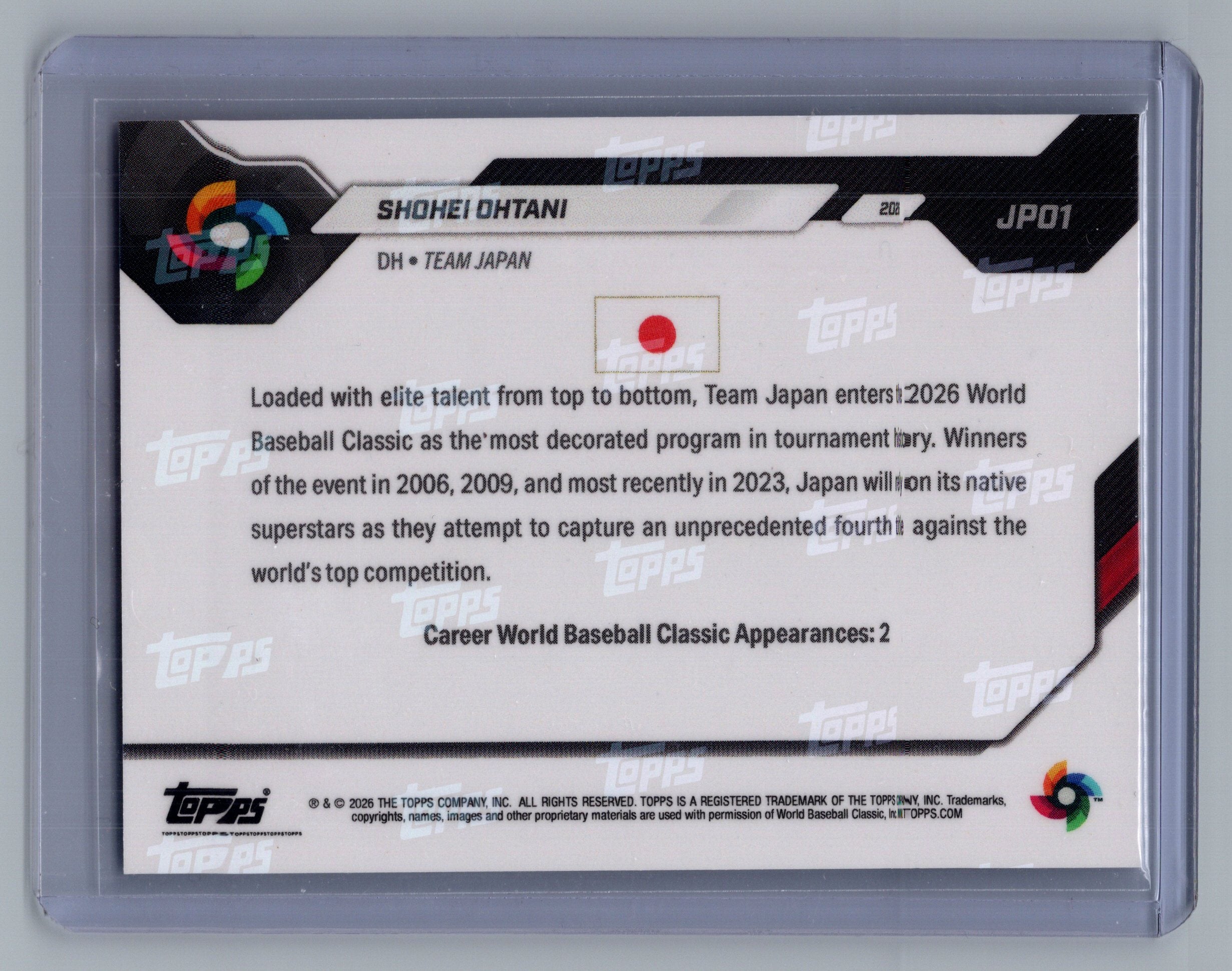 2026 Topps Now World Baseball Classic Team Japan #JP01 Shohei Ohtani