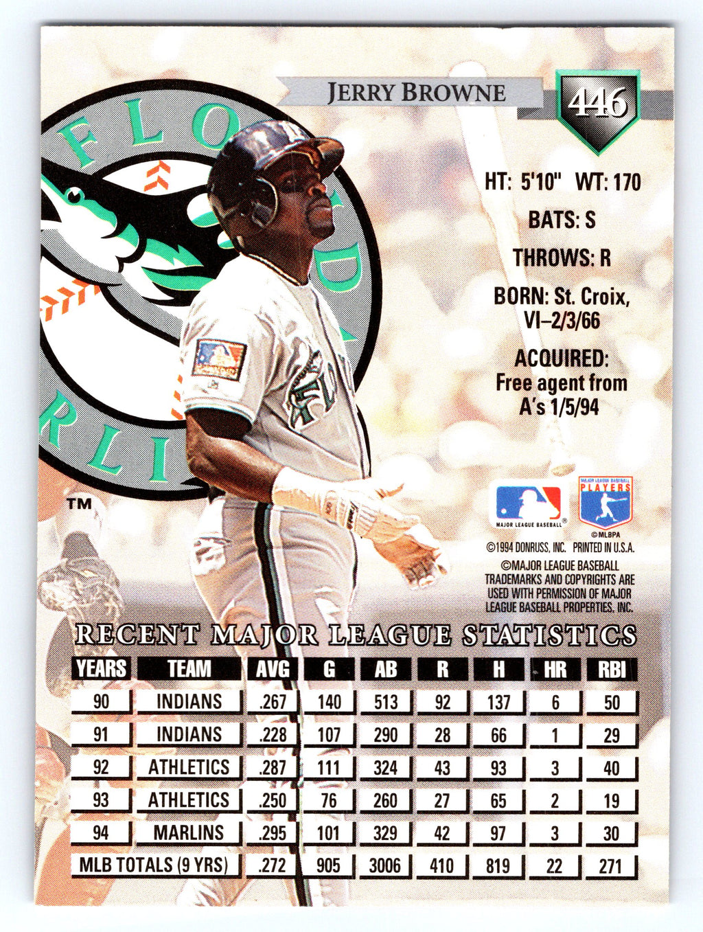 1995 Donruss #446 Jerry Browne
