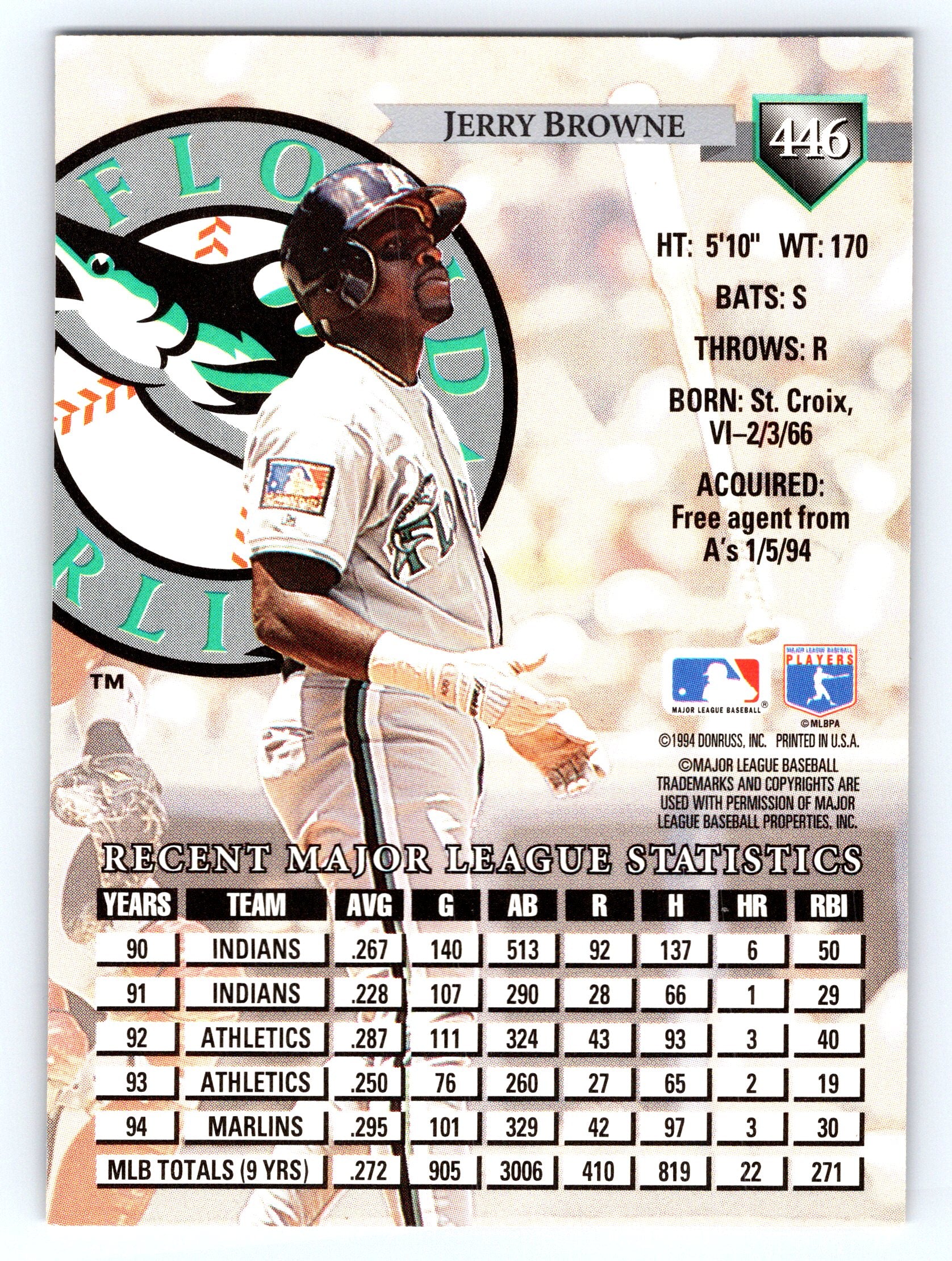 1995 Donruss #446 Jerry Browne
