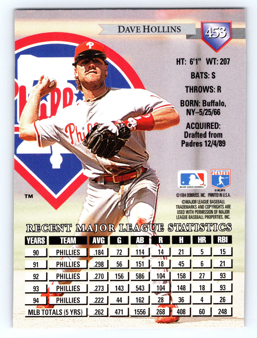 1995 Donruss #453 Dave Hollins